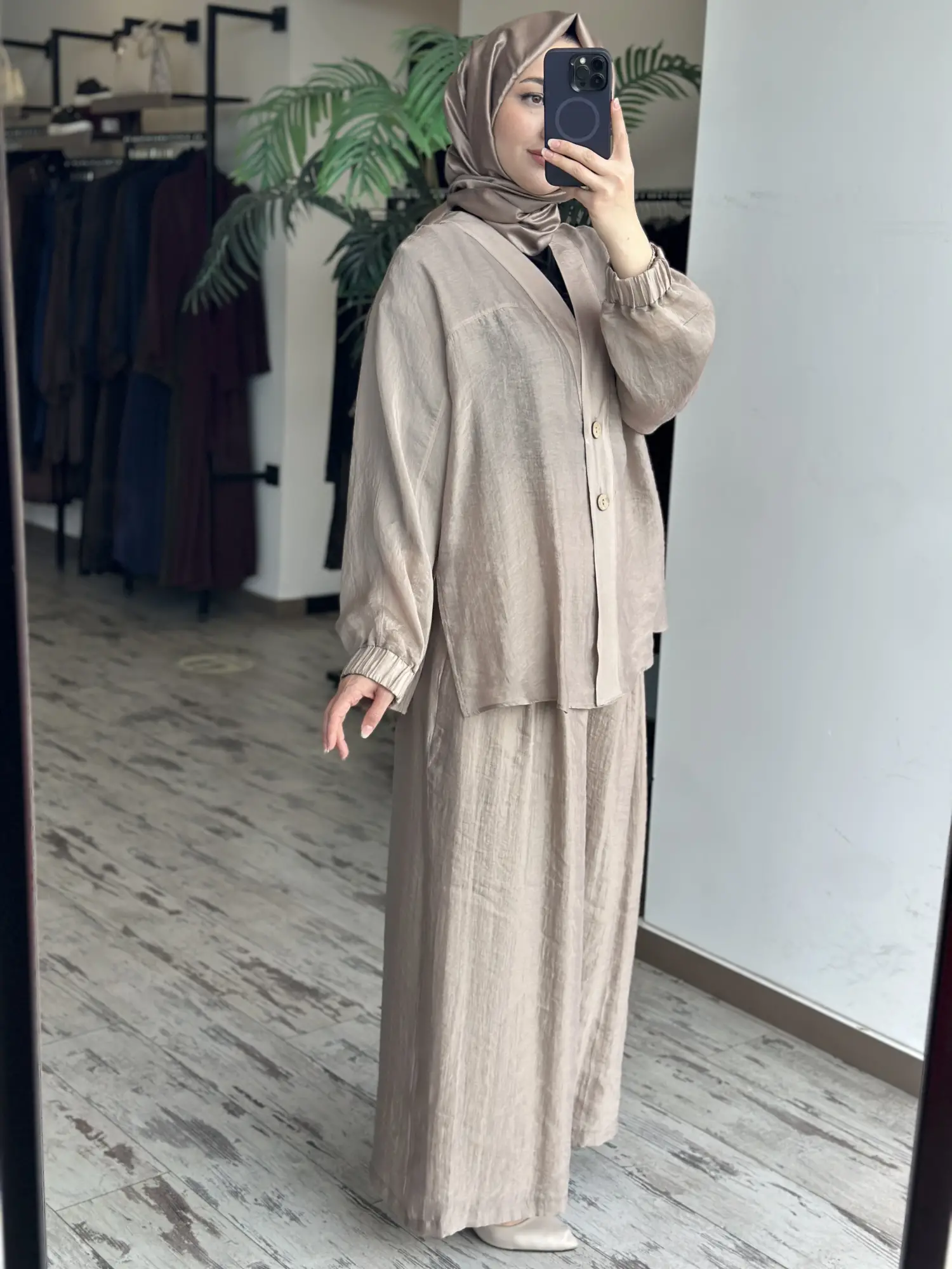 Almarwah Kolları Büzgülü Düğmeli Tencel Ceket 405024
