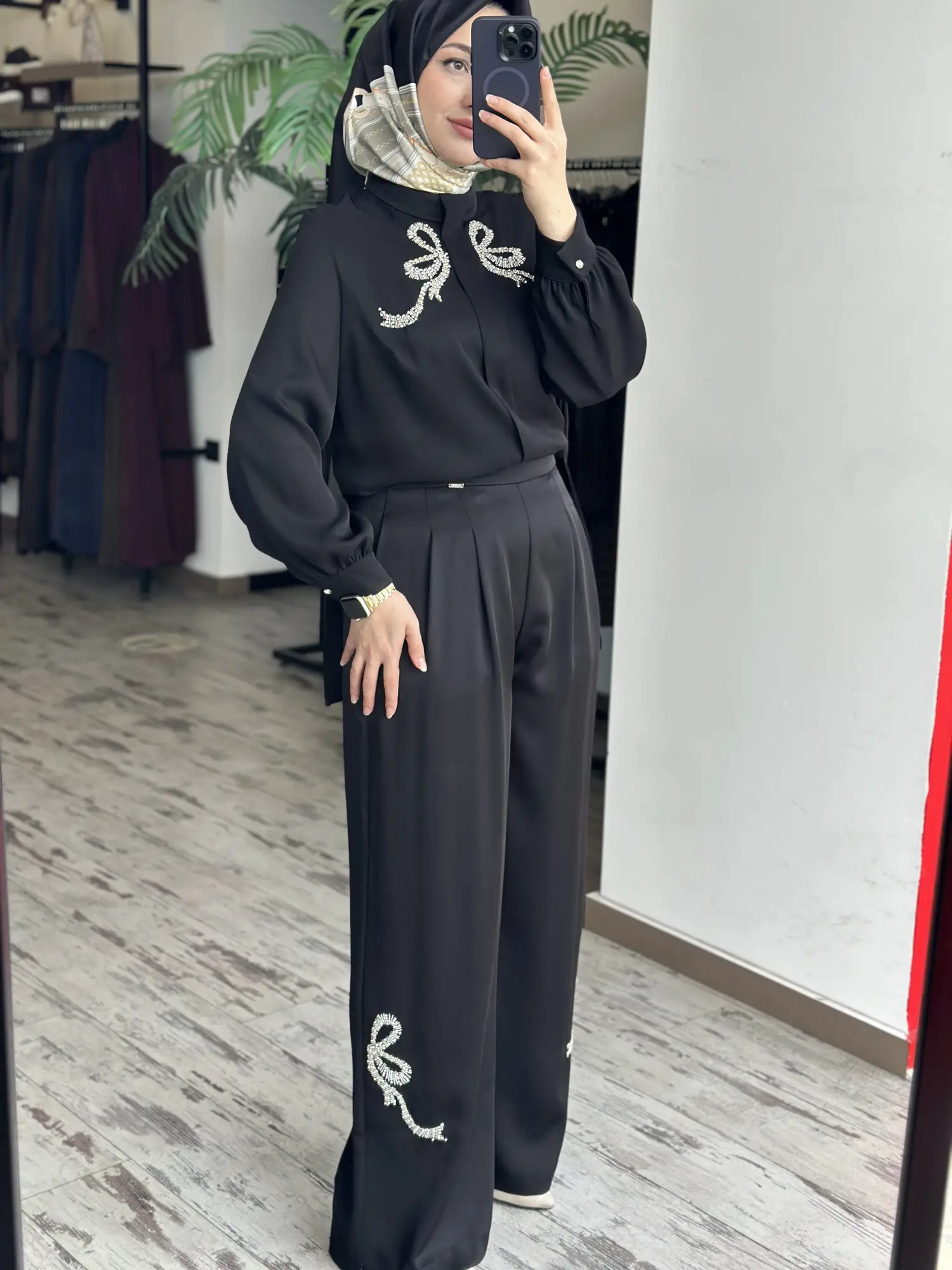 SENNA Taş Detaylı Şık Tunik Pantolon Takım SD2620014