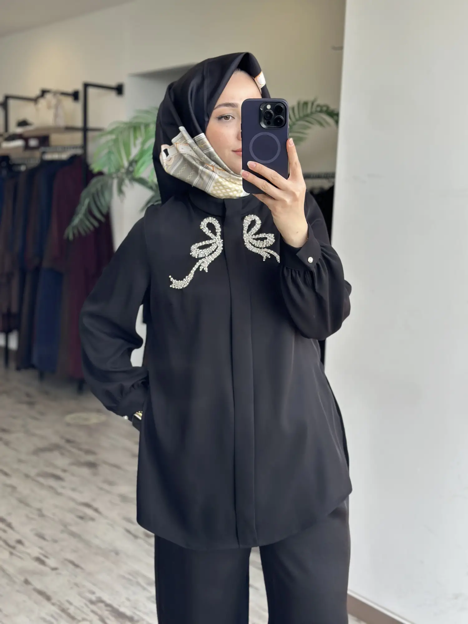 SENNA Taş Detaylı Şık Tunik Pantolon Takım SD2620014