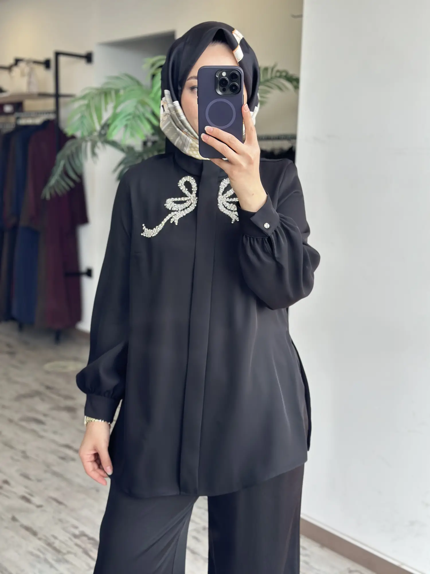 SENNA Taş Detaylı Şık Tunik Pantolon Takım SD2620014