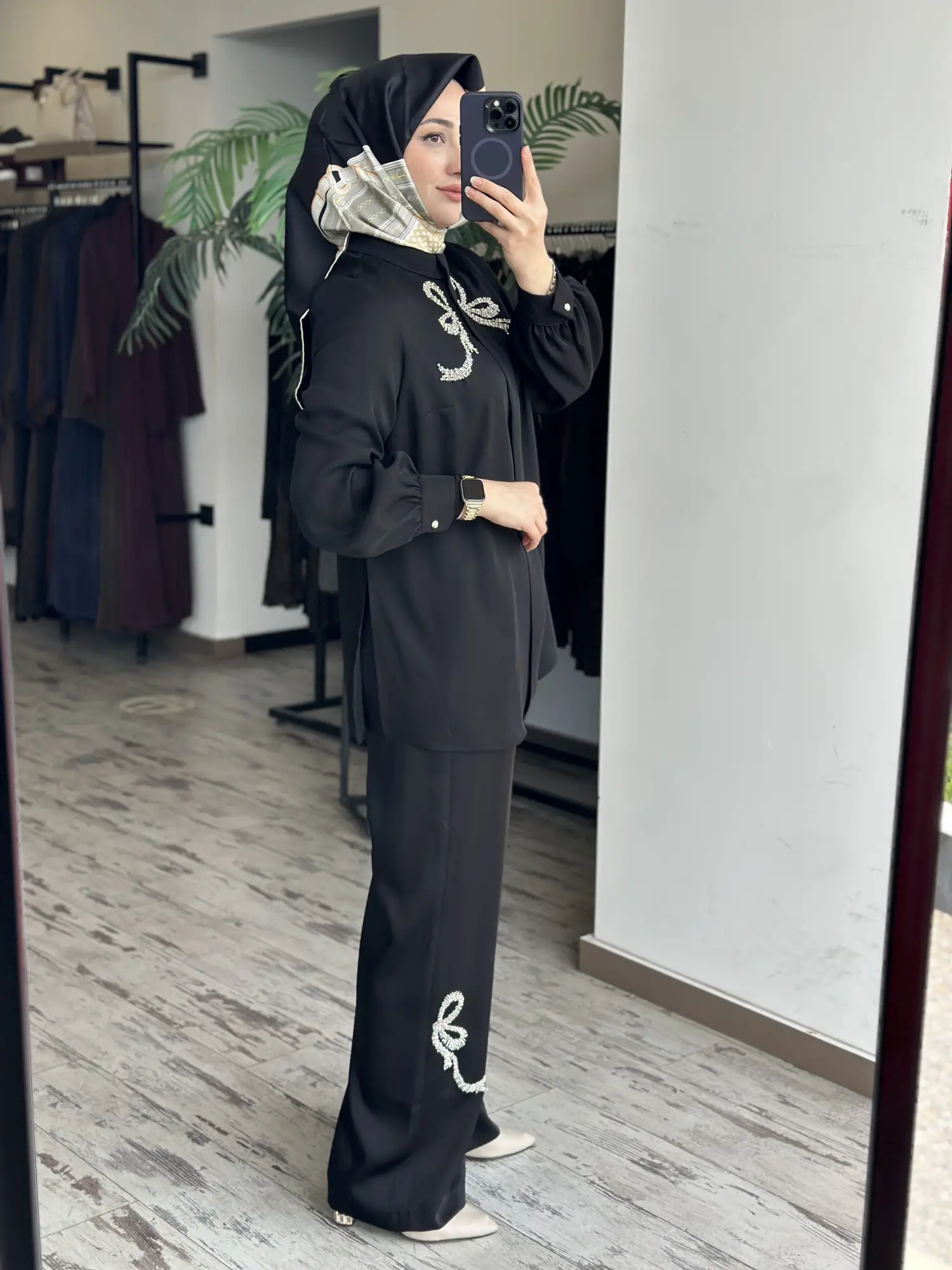 SENNA Taş Detaylı Şık Tunik Pantolon Takım SD2620014