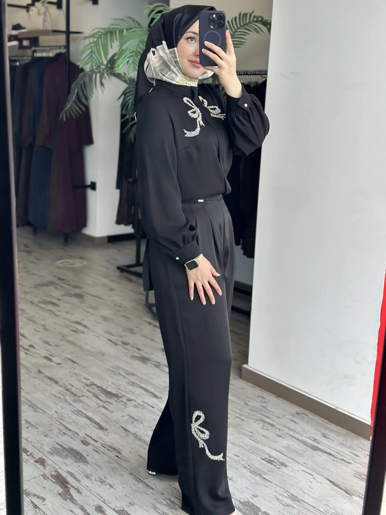 SENNA Taş Detaylı Şık Tunik Pantolon Takım SD2620014