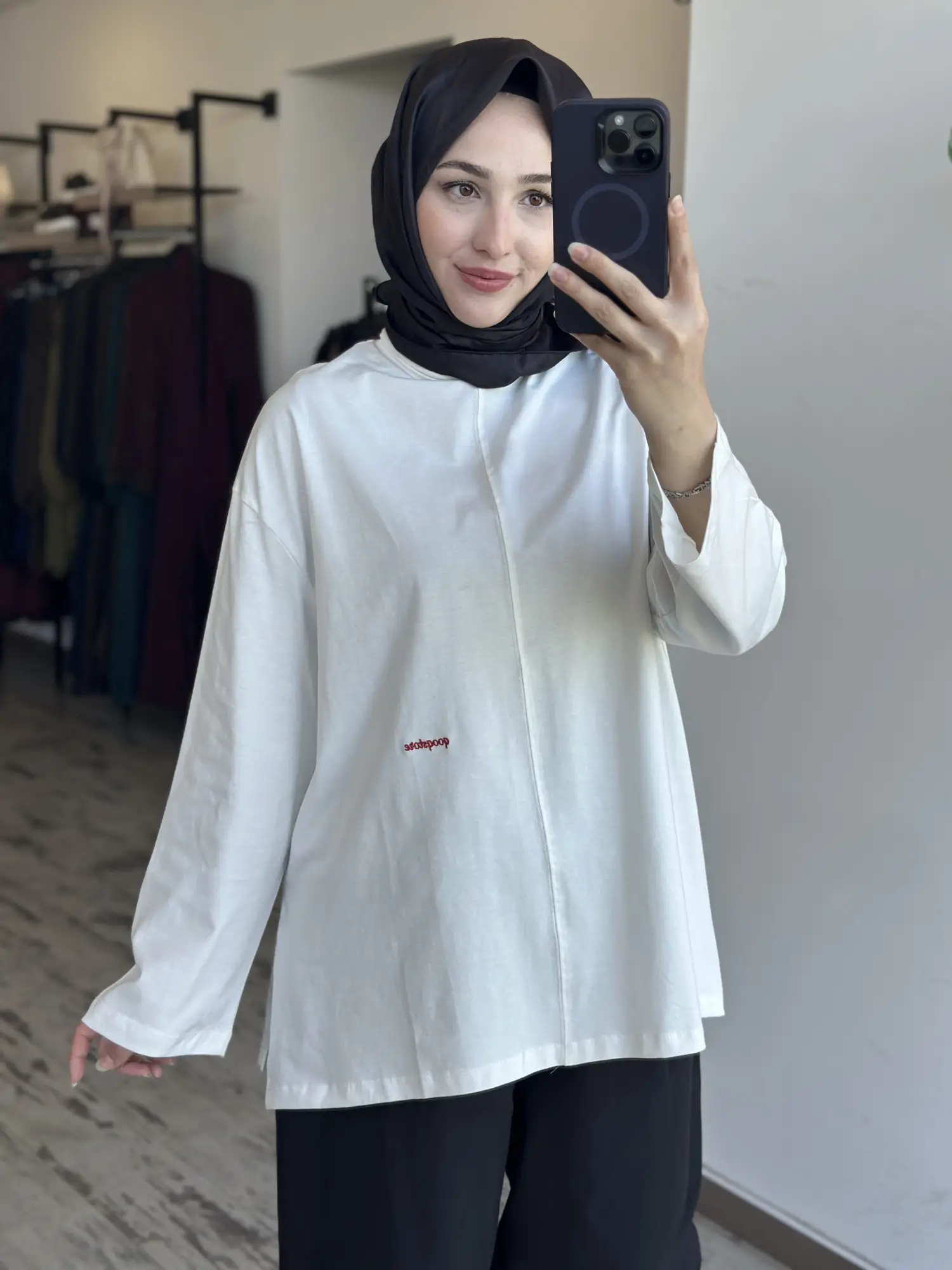 QooQ Store Nakışlı Basic Coton Penye Sweat 26SS216