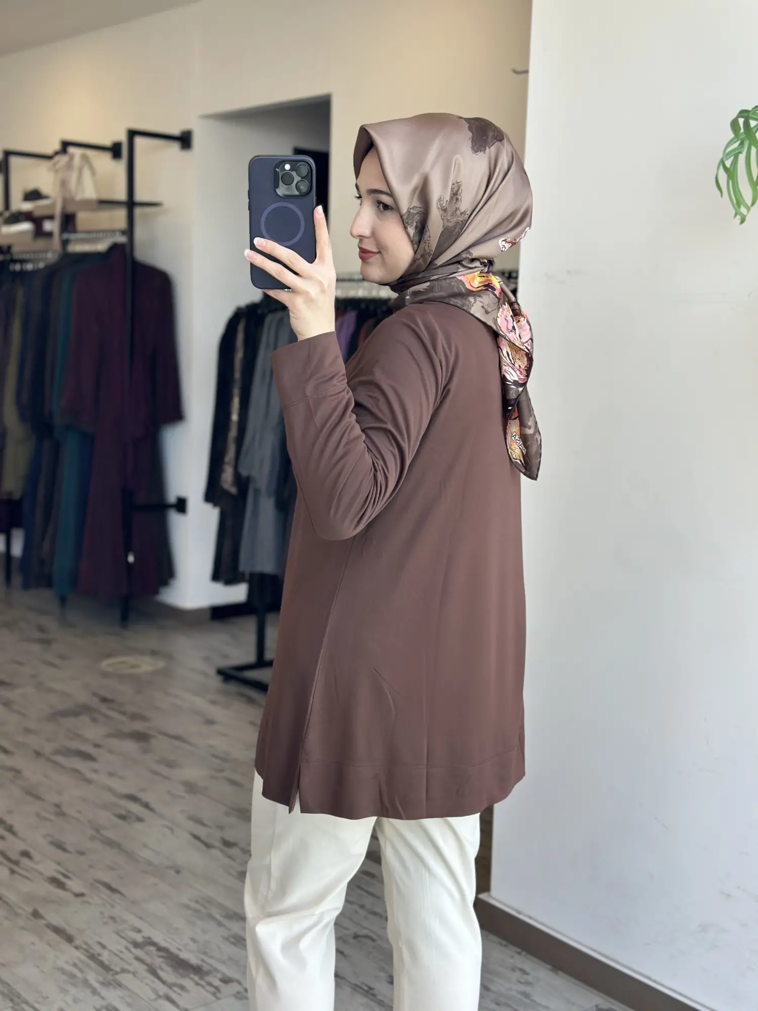 Qupra Önü Taş Detaylı Uzun Kollu Modal Penye Tunik WAD1411