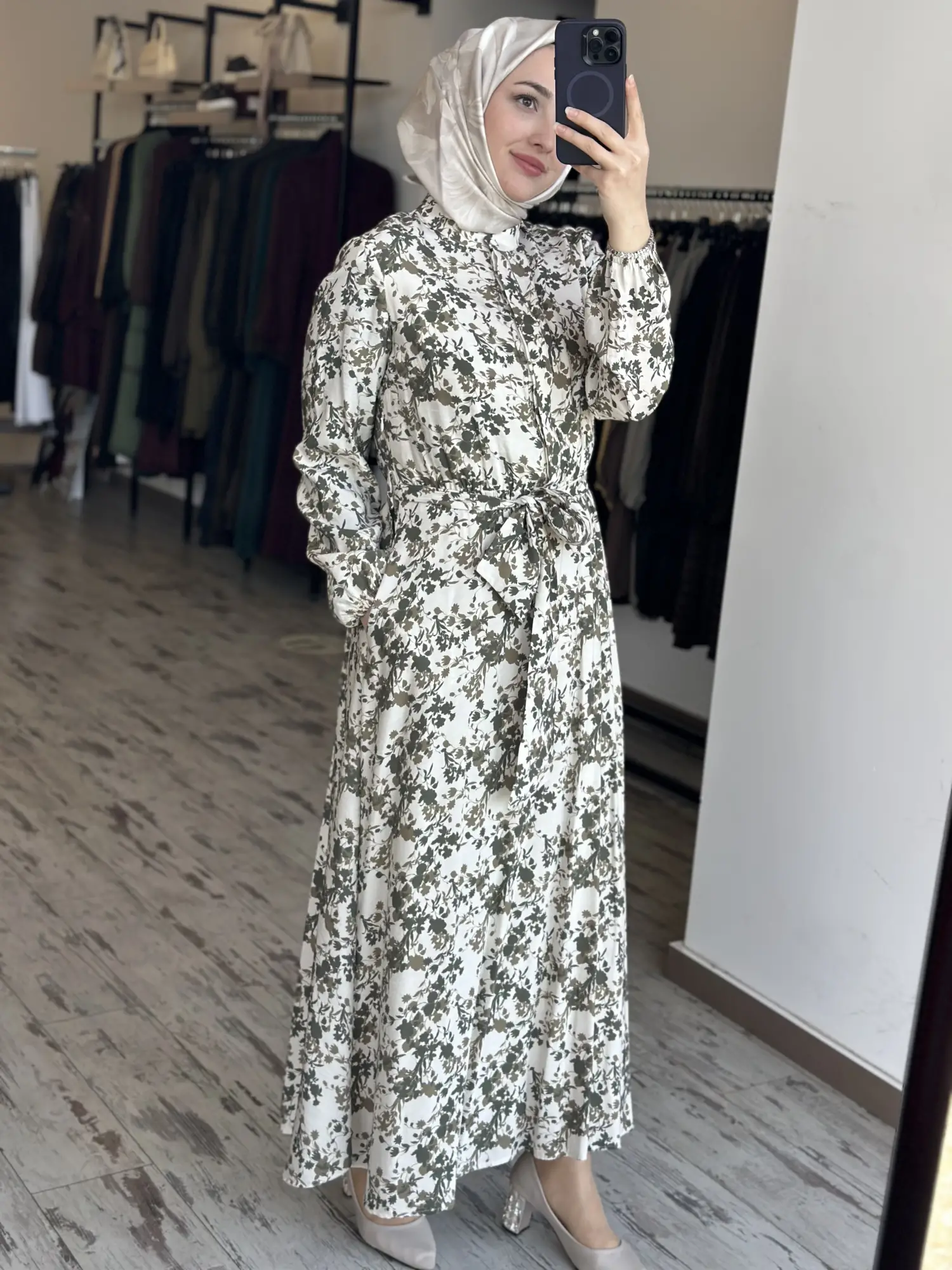 Kayra Floral Desenli Tencel Elbise KA83057