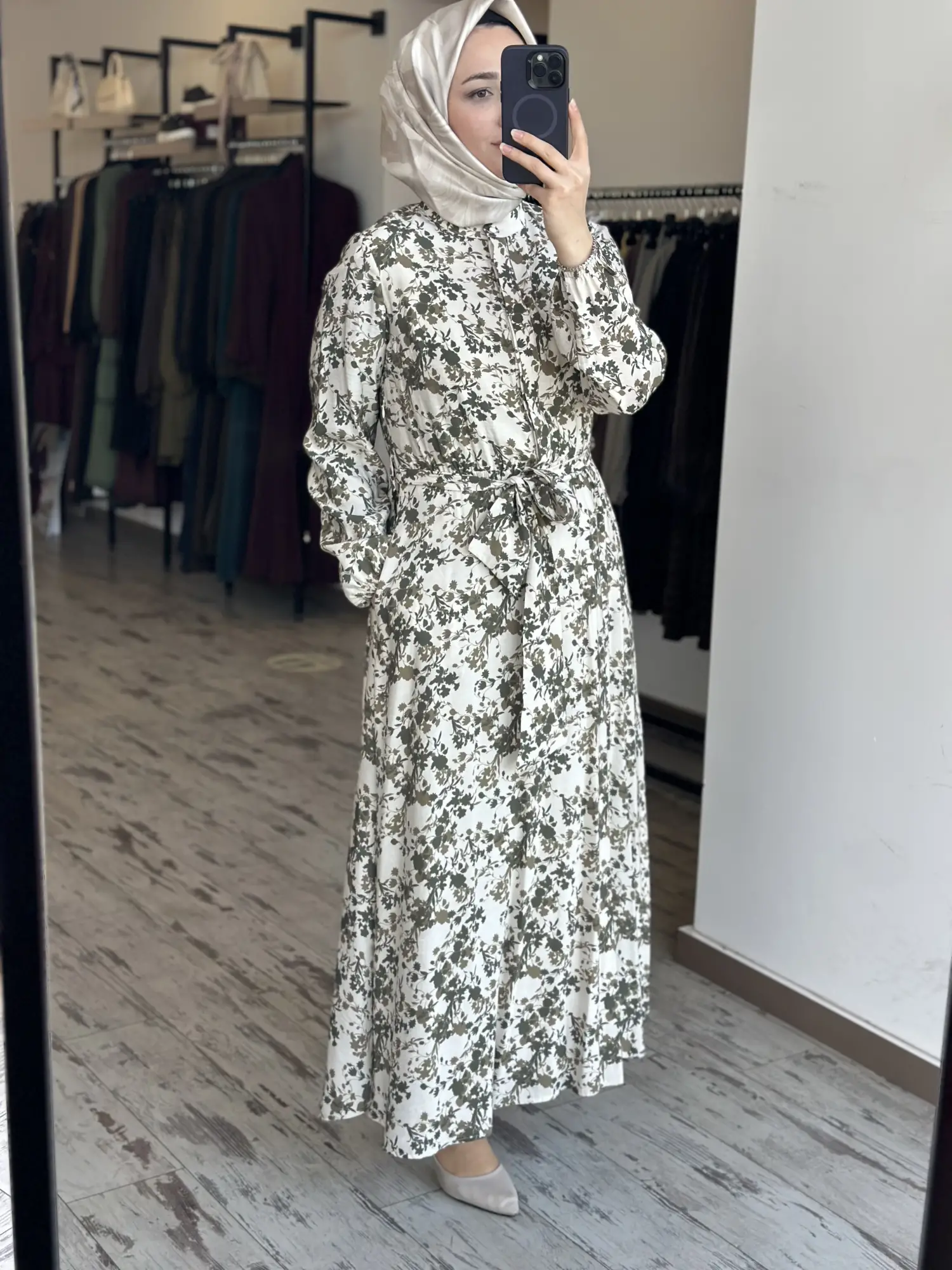 Kayra Floral Desenli Tencel Elbise KA83057