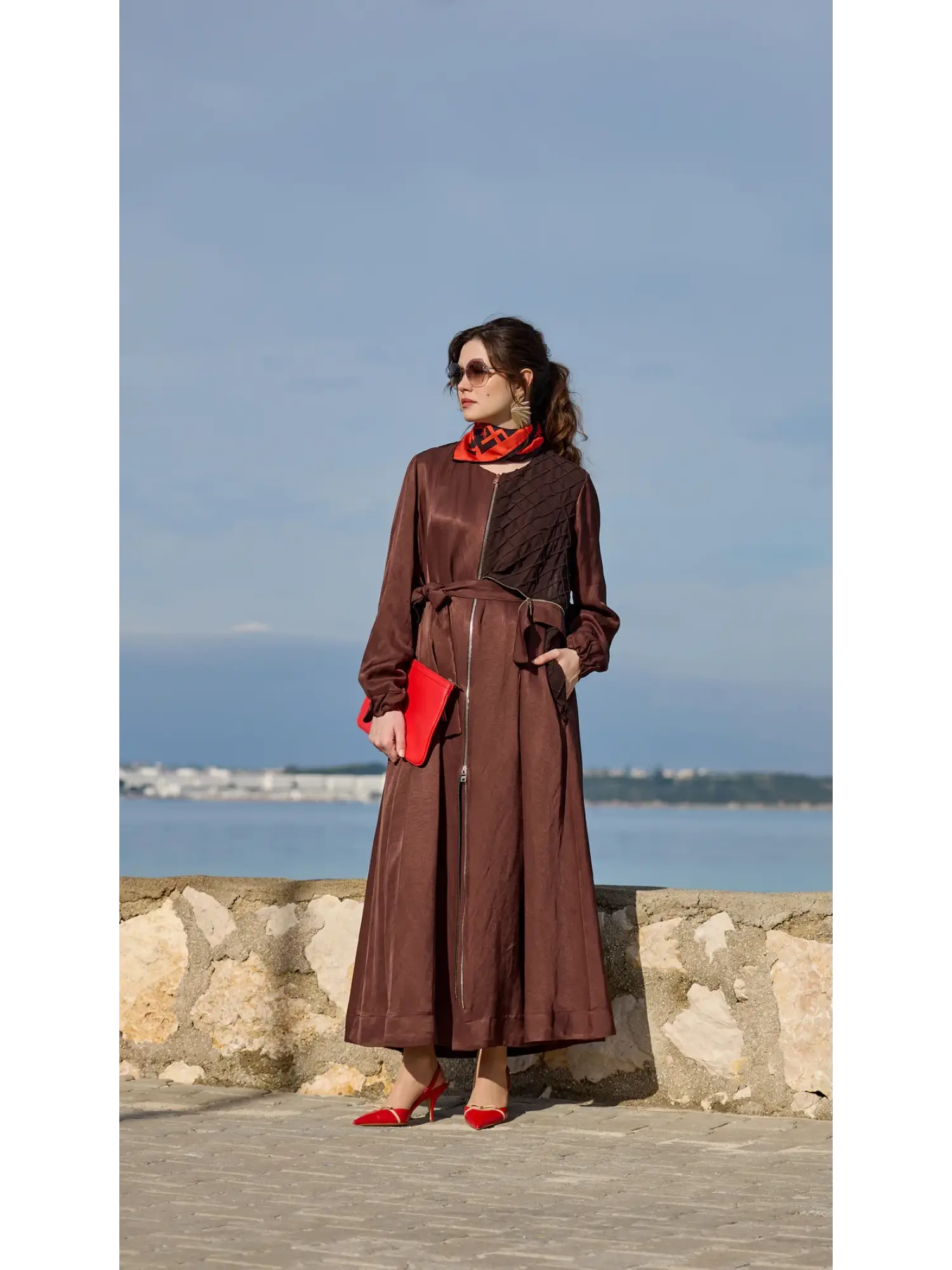 Misswhence Şifon Dikiş ve Rüzgarlık Detaylı Fermauarlı Chanel Keten Pardesü 39515