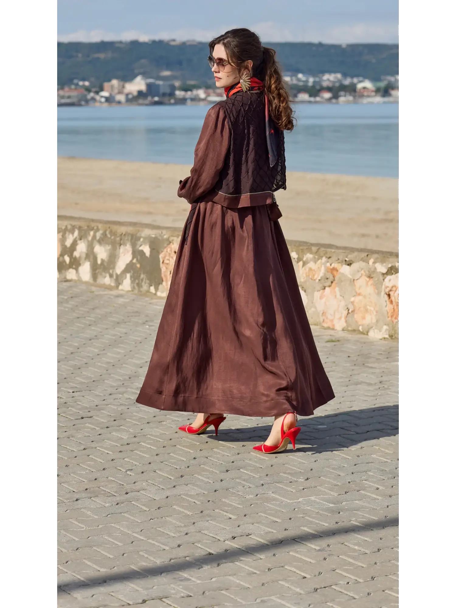 Misswhence Şifon Dikiş ve Rüzgarlık Detaylı Fermauarlı Chanel Keten Pardesü 39515