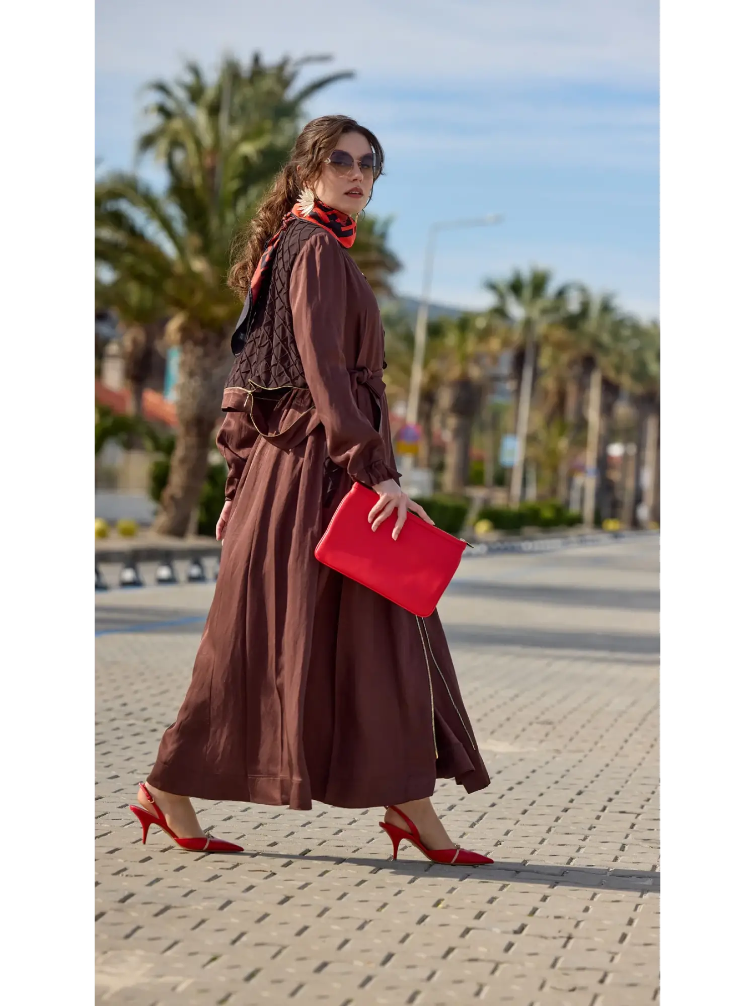 Misswhence Şifon Dikiş ve Rüzgarlık Detaylı Fermauarlı Chanel Keten Pardesü 39515