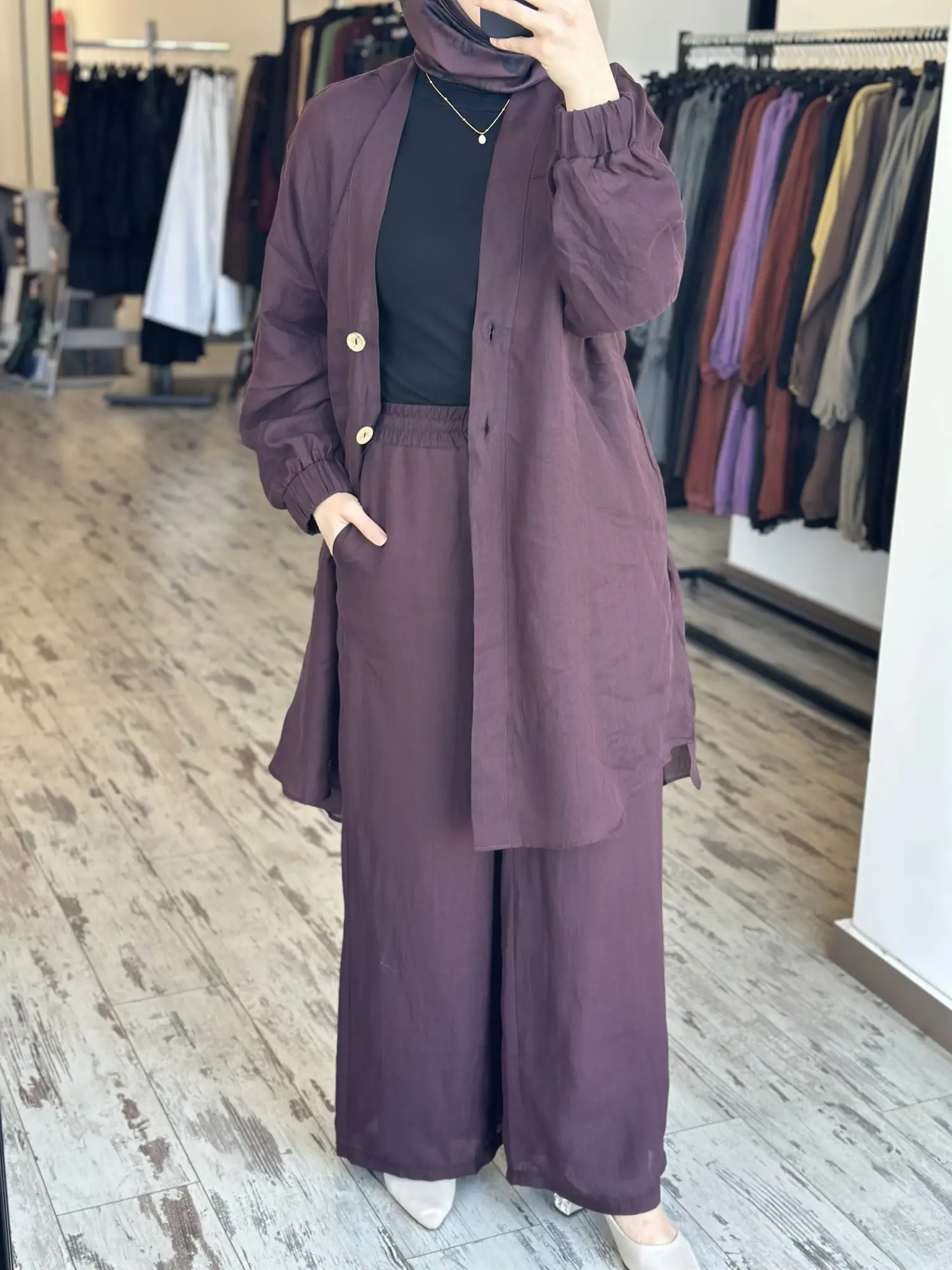 Almarwah Keten Geniş Paça Astarlı Pantolon 606124