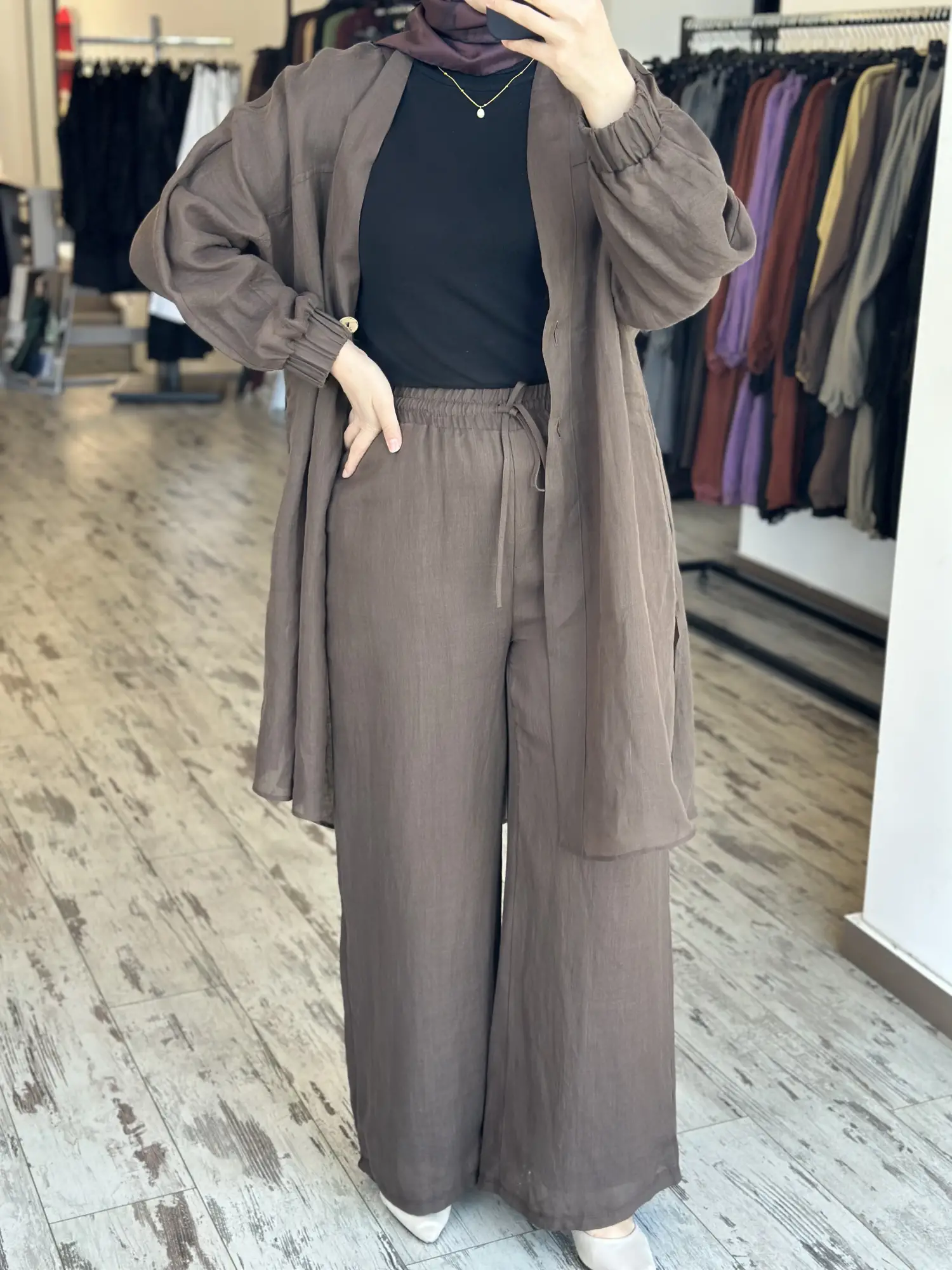 Almarwah Keten Geniş Paça Astarlı Pantolon 606124