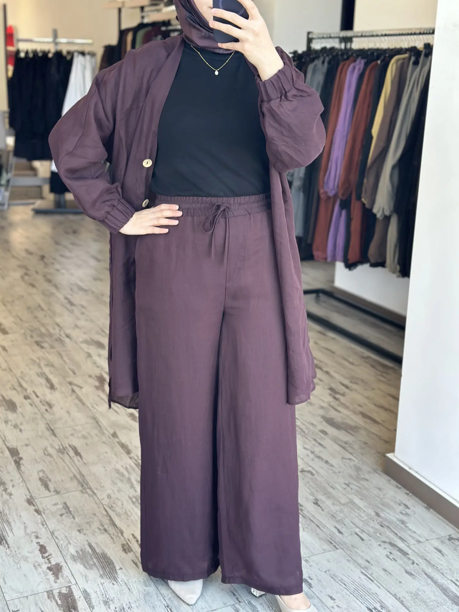 Almarwah Keten Geniş Paça Astarlı Pantolon 606124