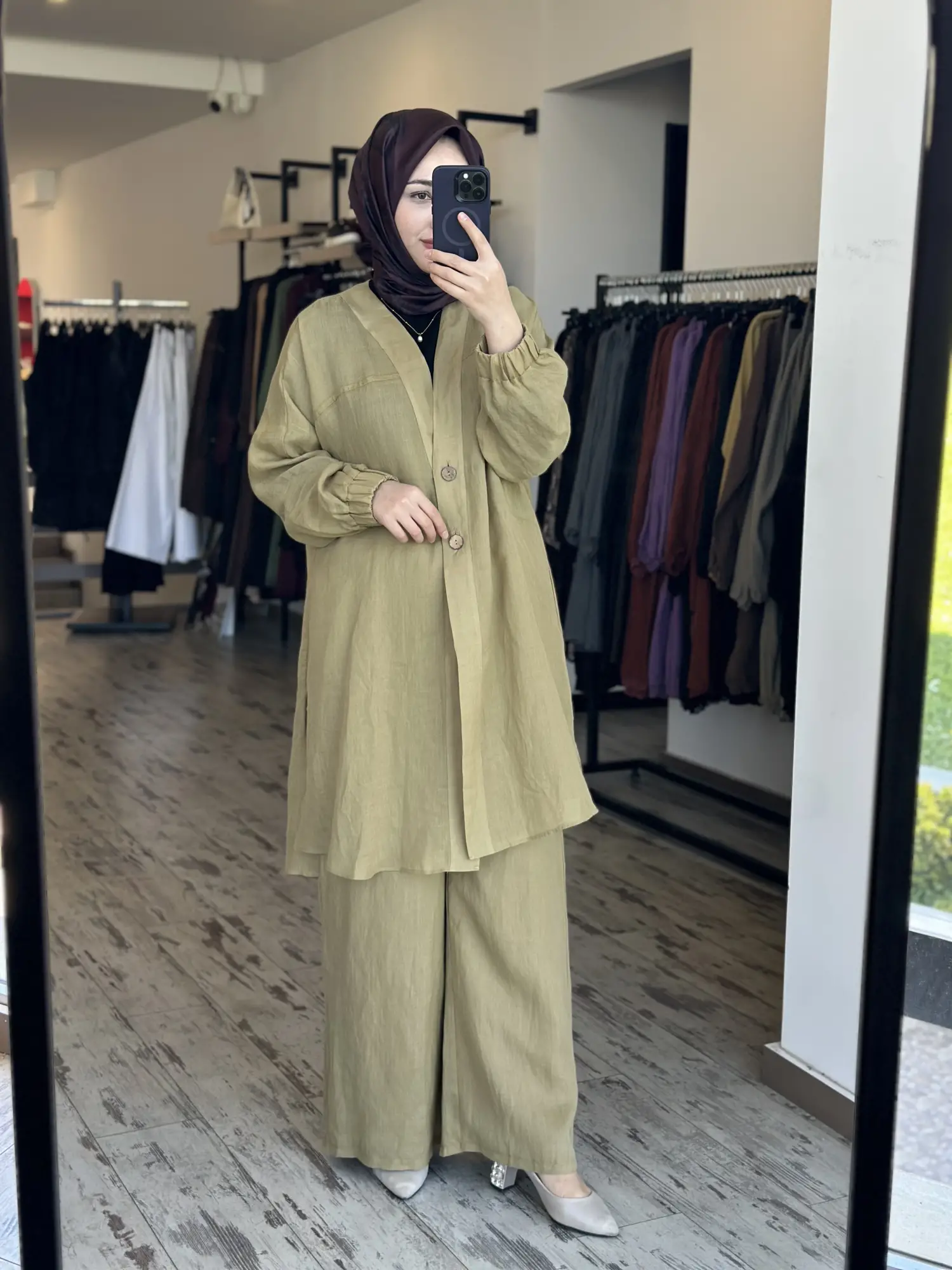 Almarwah Keten Geniş Paça Astarlı Pantolon 606124