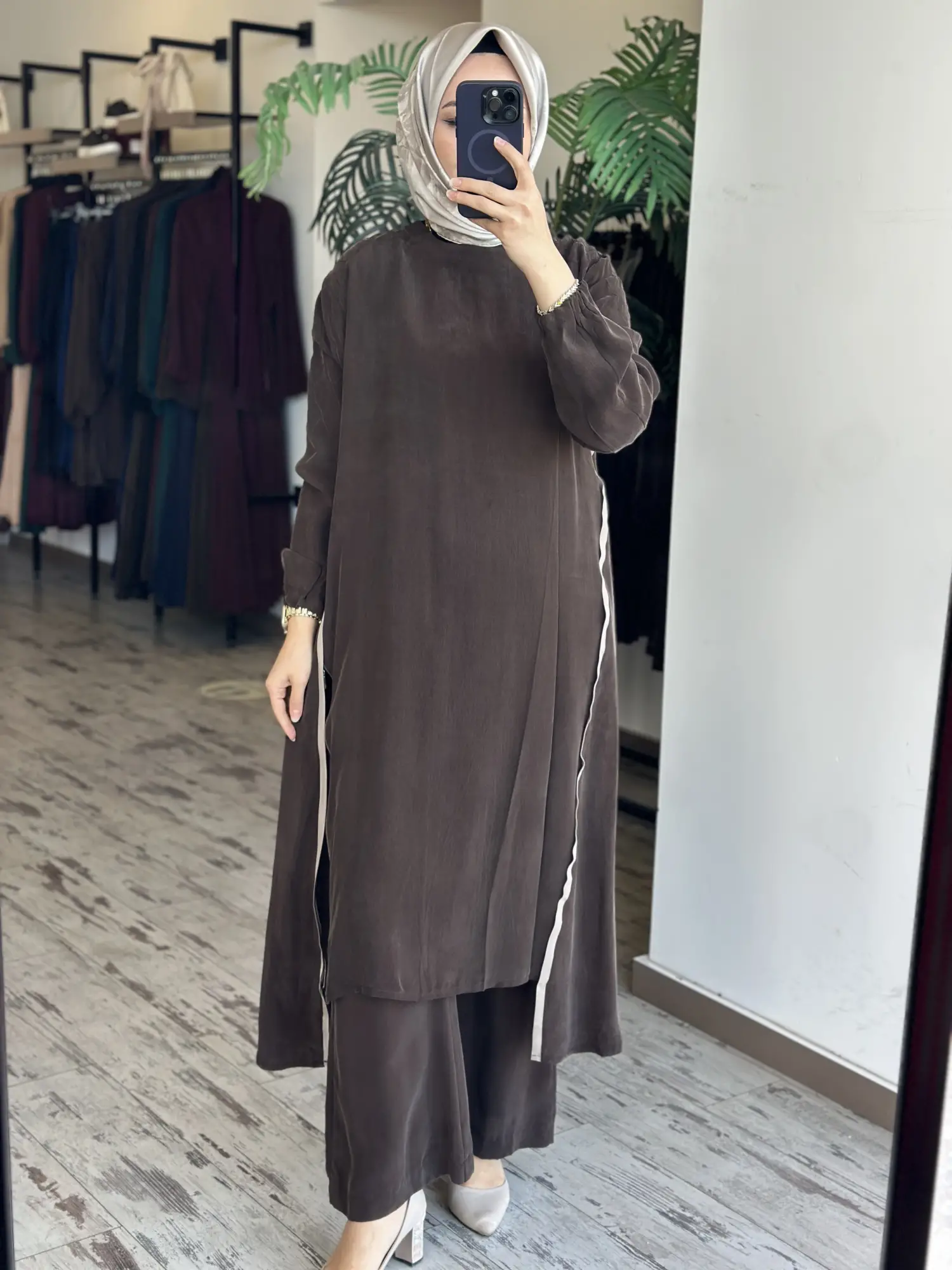 Misswhence Fermuar Detaylı Maxi Boy Cupra İpek Tunik 39031