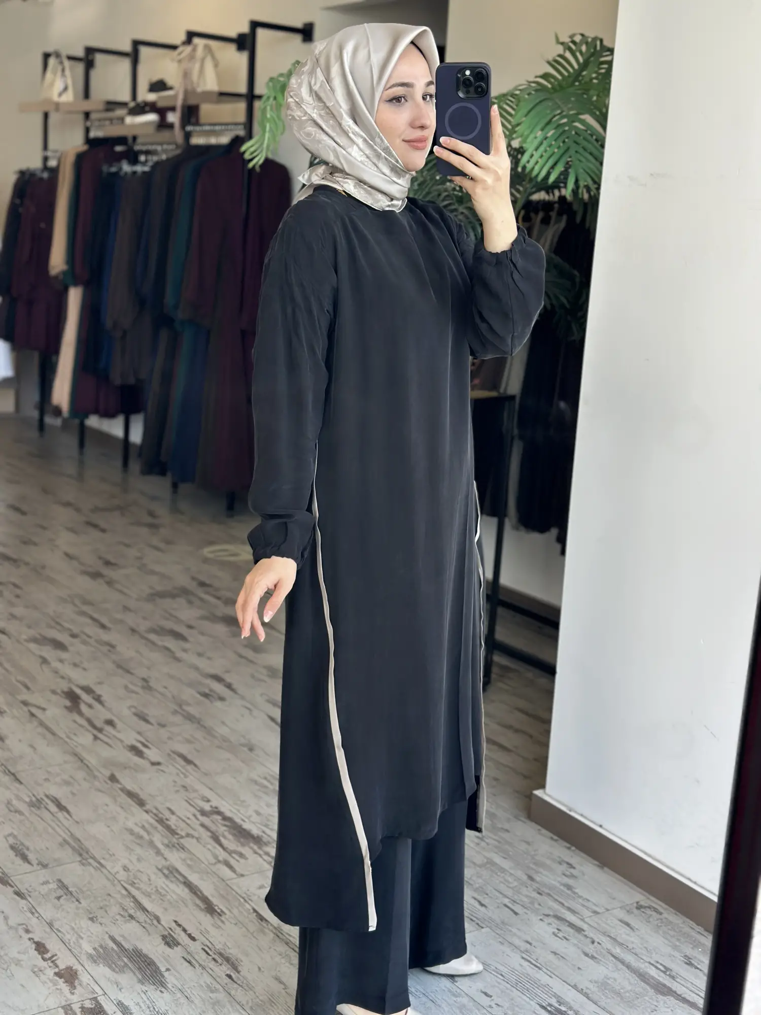 Misswhence Fermuar Detaylı Maxi Boy Cupra İpek Tunik 39031
