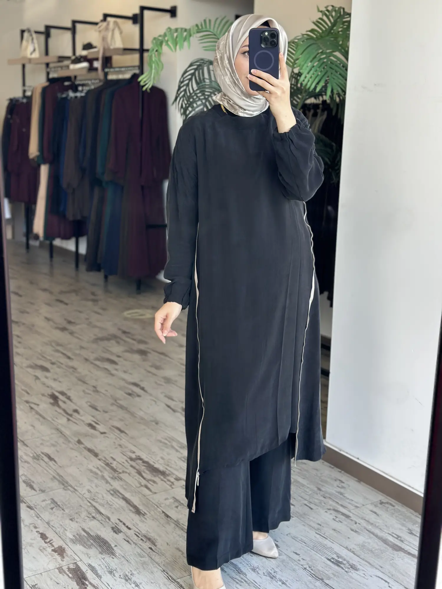 Misswhence Fermuar Detaylı Maxi Boy Cupra İpek Tunik 39031