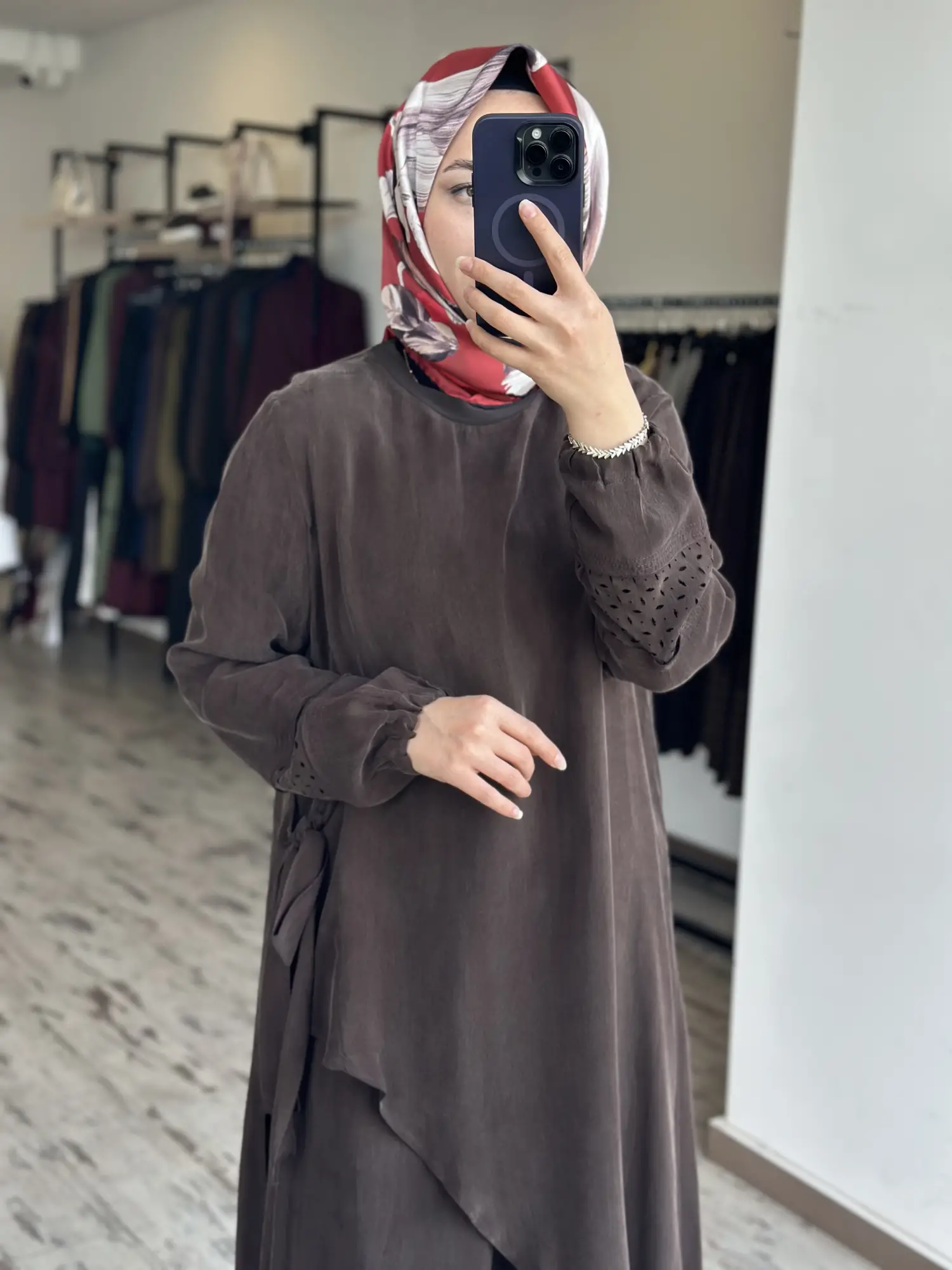 Misswhence Lazer Kesim Detaylı Asimetrik Cupra İpek Tunik Pantolon Takım 39003