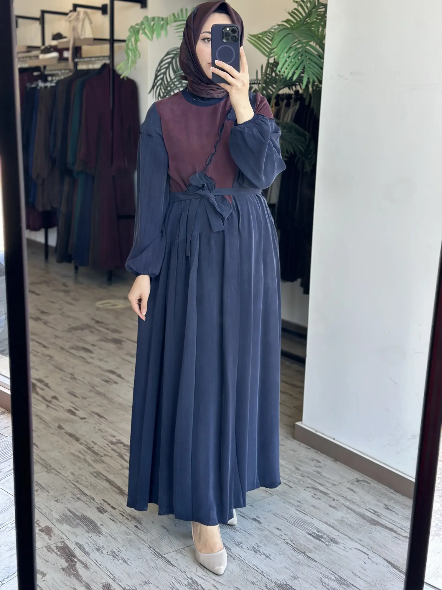 Misswhence Renk ve Parça Kombinli Cupra İpek Elbise 39801