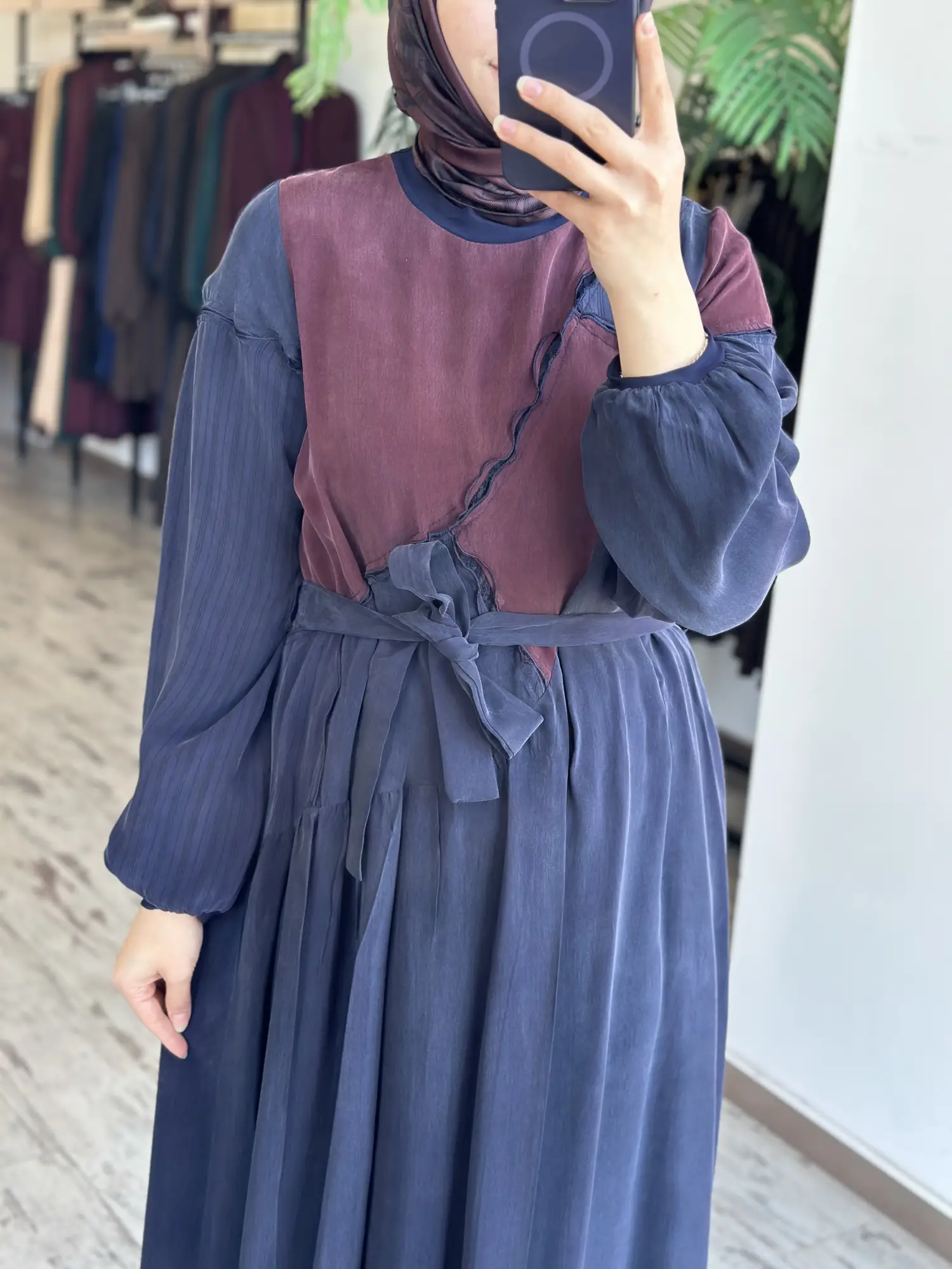 Misswhence Renk ve Parça Kombinli Cupra İpek Elbise 39801