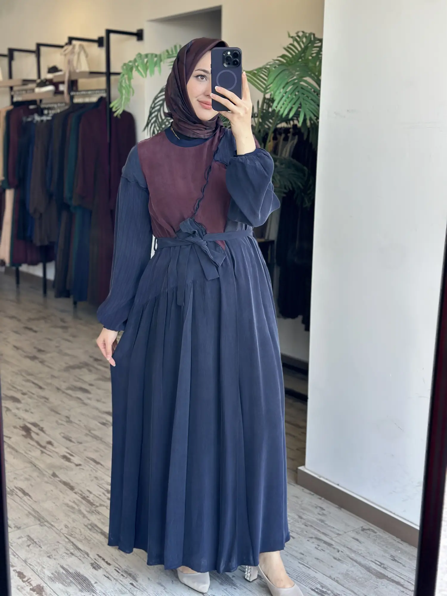 Misswhence Renk ve Parça Kombinli Cupra İpek Elbise 39801