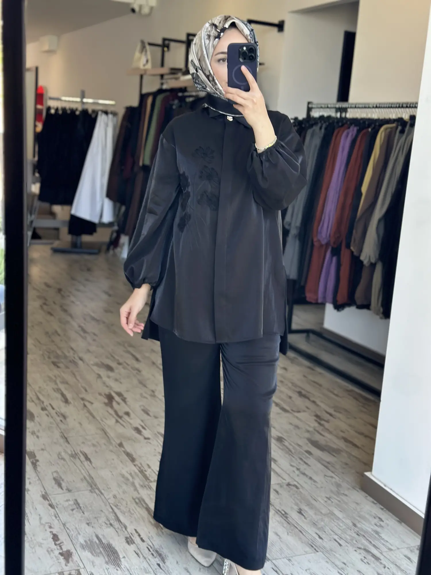 MAQ Organze Nakış İşlemeli Gömlek Pantolon Takım