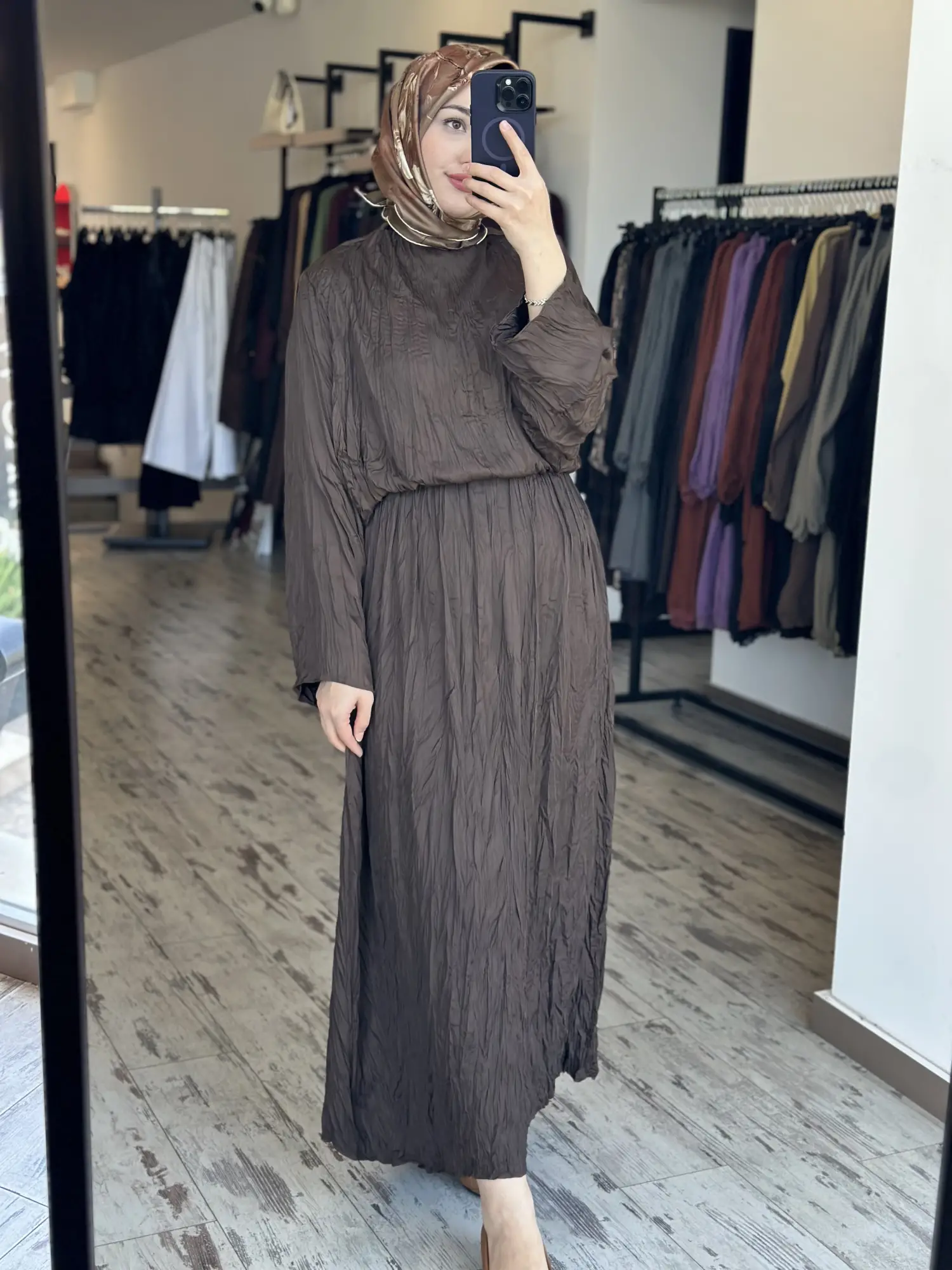 Kahma Kraşlı Yarasa Kol Elbise