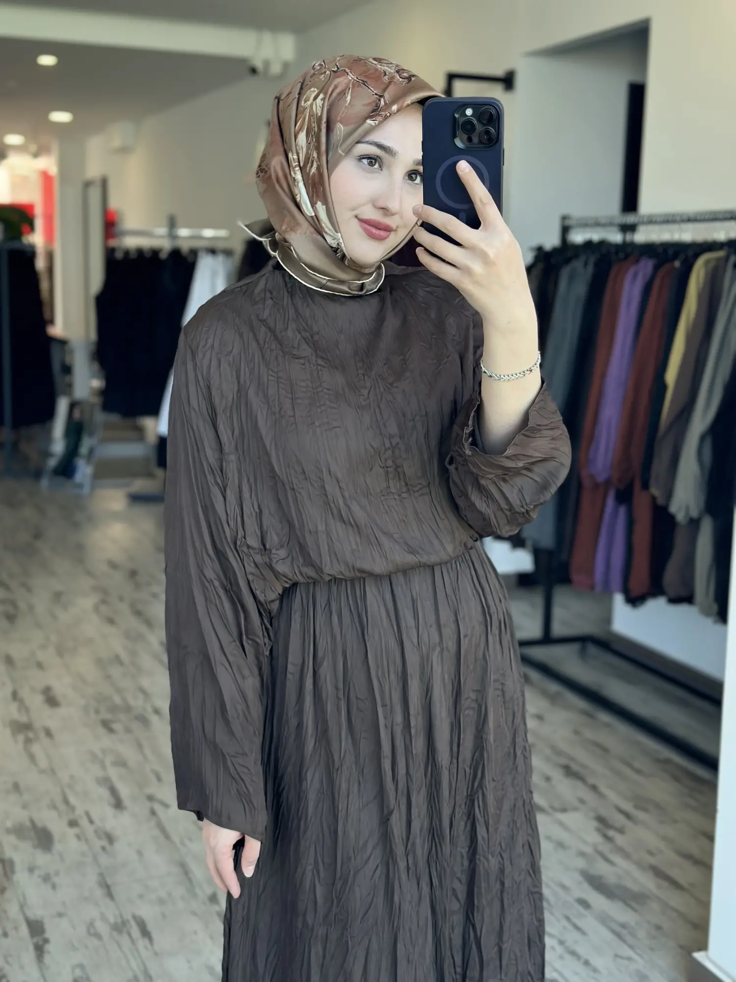 Kahma Kraşlı Yarasa Kol Elbise