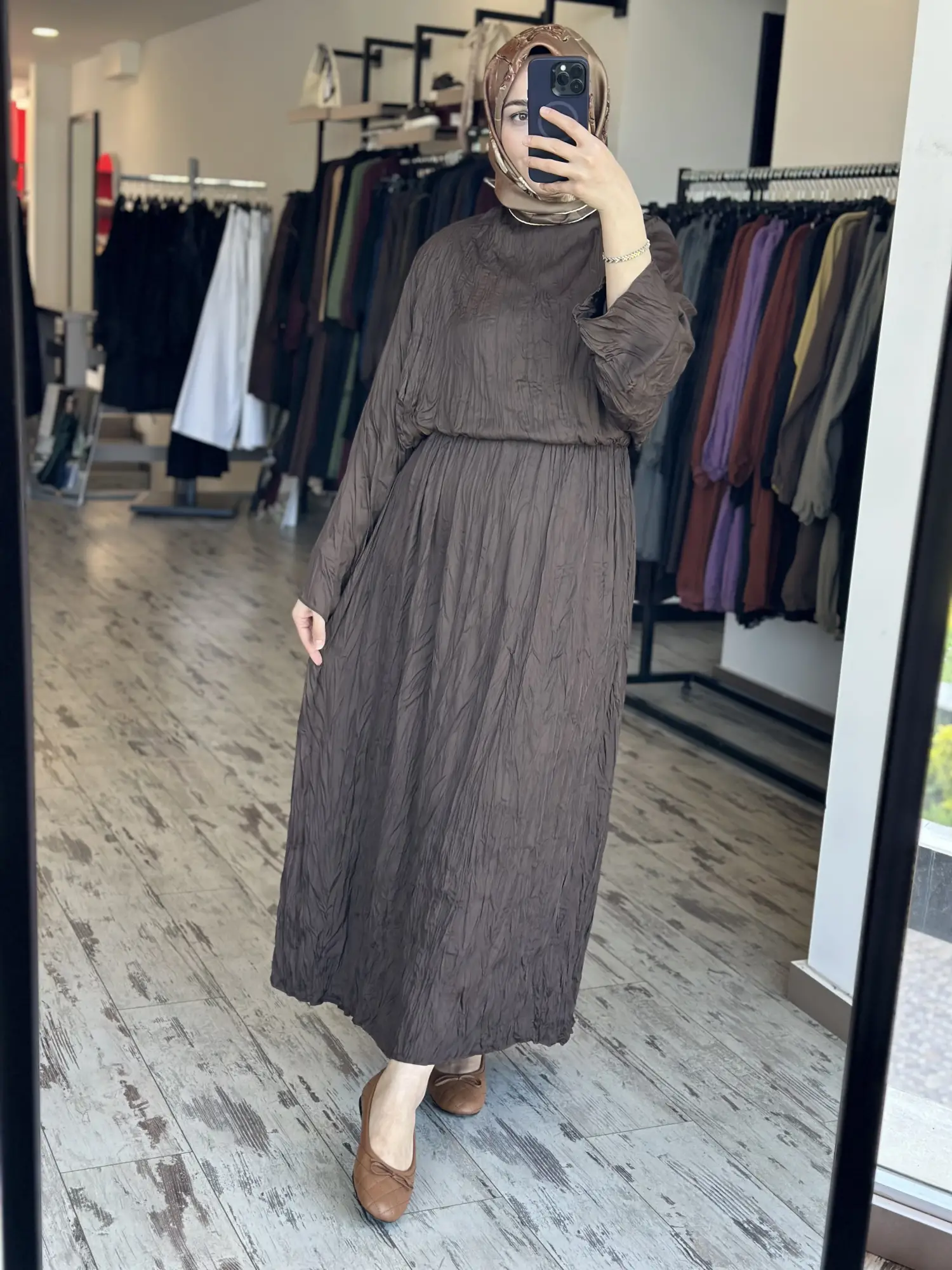 Kahma Kraşlı Yarasa Kol Elbise