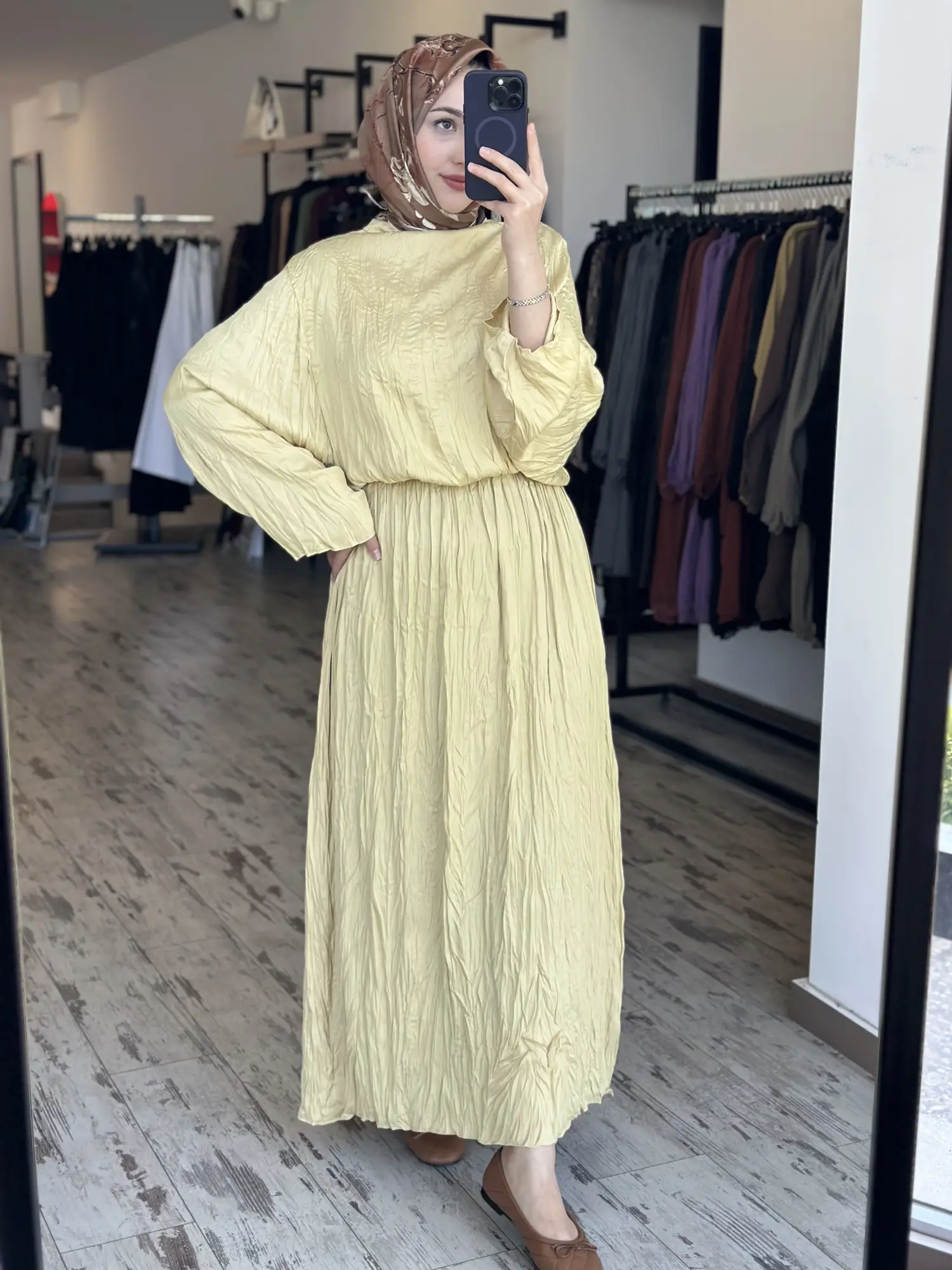 Kahma Kraşlı Yarasa Kol Elbise