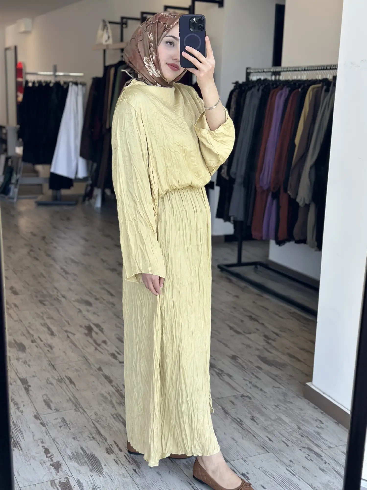 Kahma Kraşlı Yarasa Kol Elbise