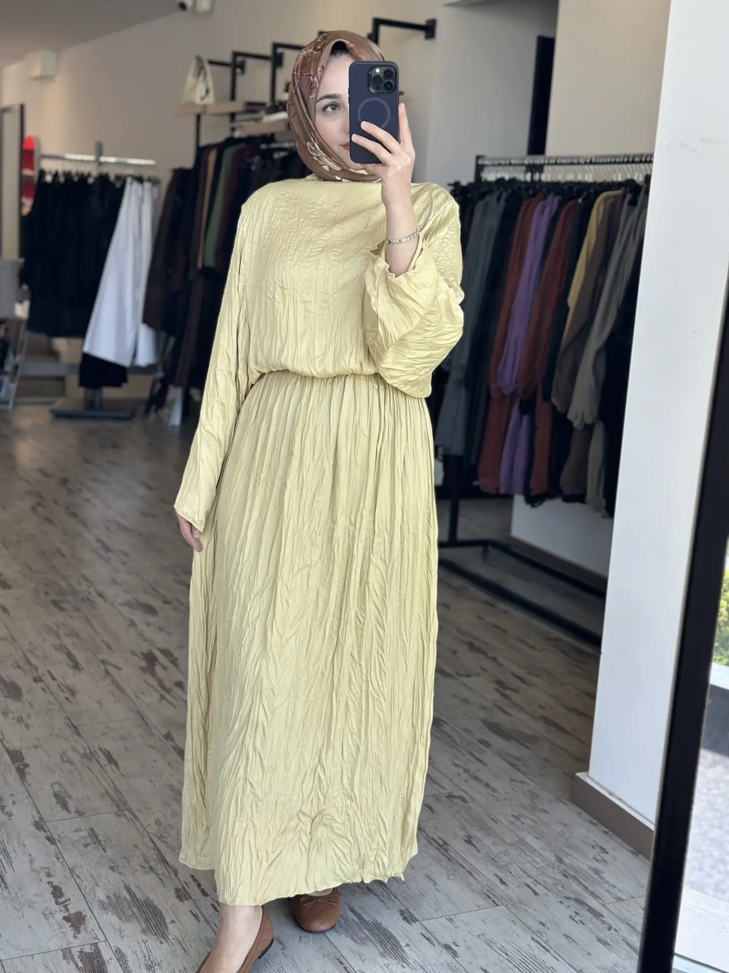 Kahma Kraşlı Yarasa Kol Elbise