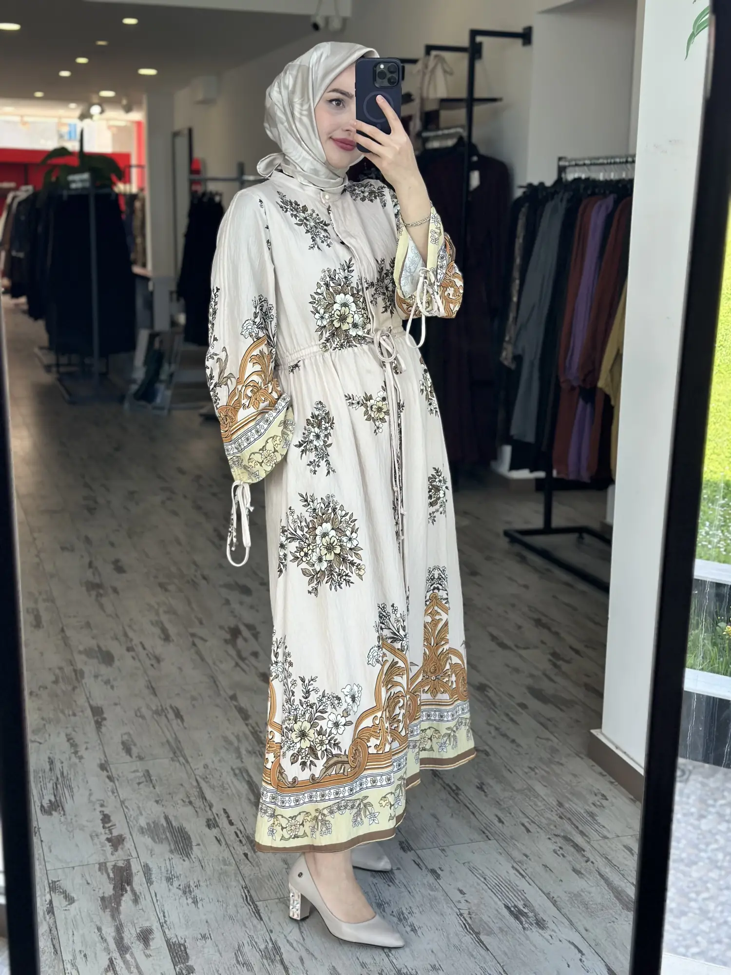 Kayra Desenli Vual Gömlek Elbise KA23087