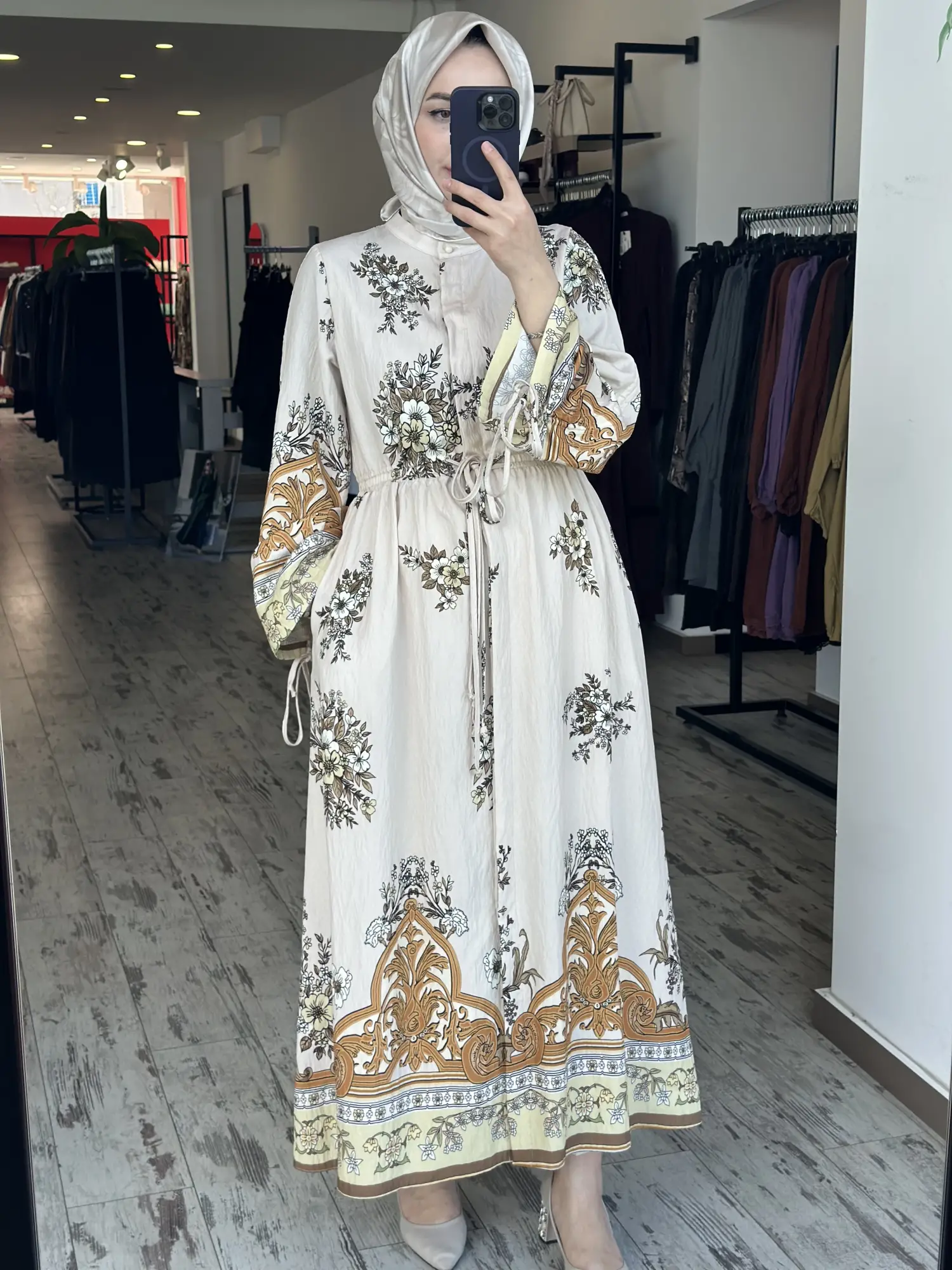 Kayra Desenli Vual Gömlek Elbise KA23087