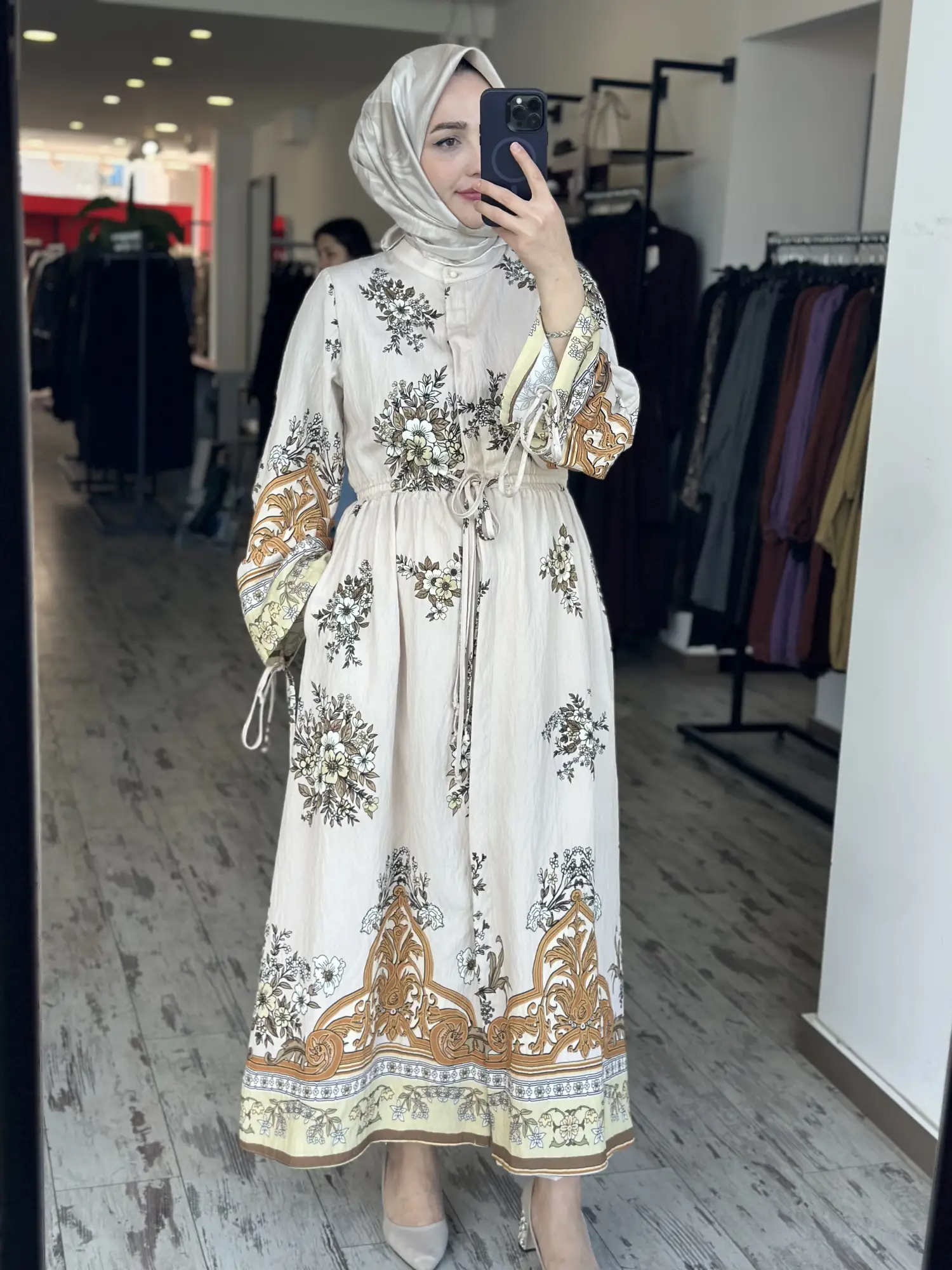 Kayra Desenli Vual Gömlek Elbise KA23087