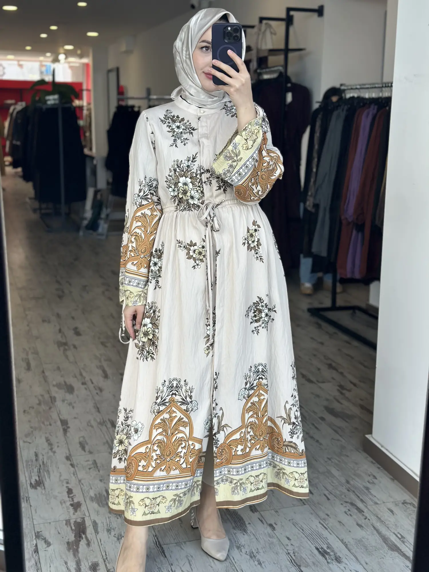 Kayra Desenli Vual Gömlek Elbise KA23087