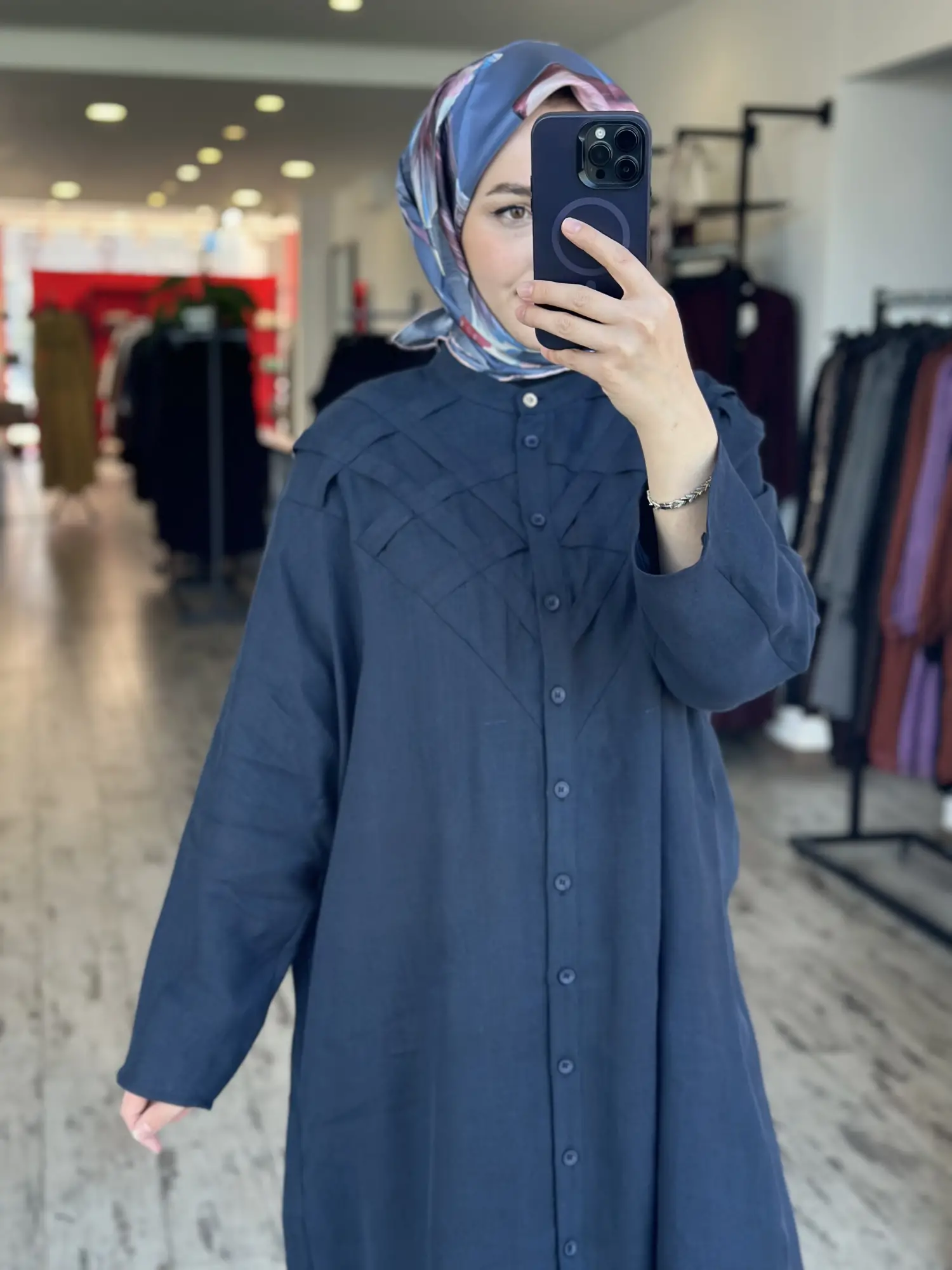 Kayra Göğüs Detaylı Maxi Boy Keten Gömlek KA21186A