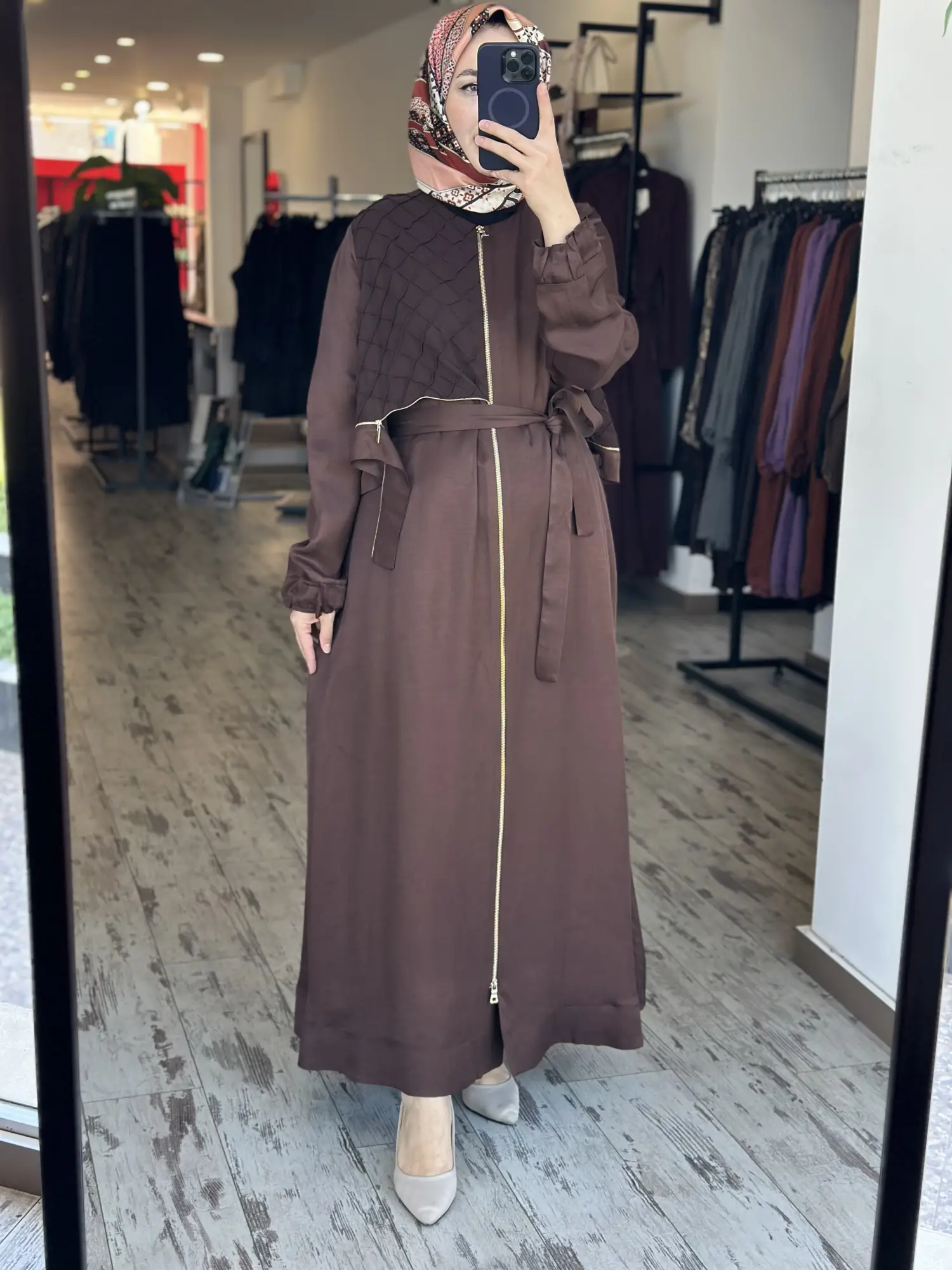 Misswhence Şifon Dikiş ve Rüzgarlık Detaylı Fermauarlı Chanel Keten Pardesü 39515