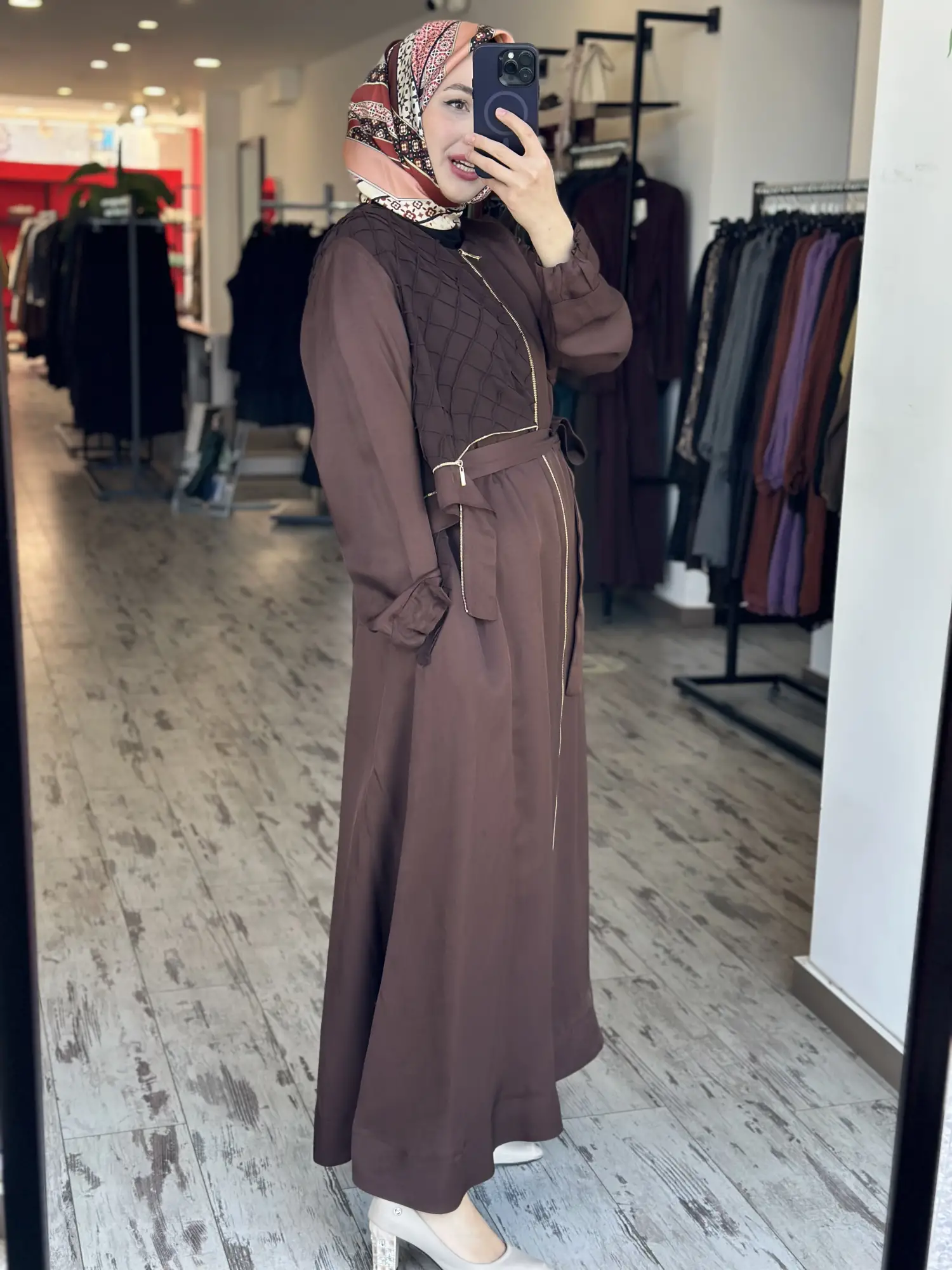 Misswhence Şifon Dikiş ve Rüzgarlık Detaylı Fermauarlı Chanel Keten Pardesü 39515