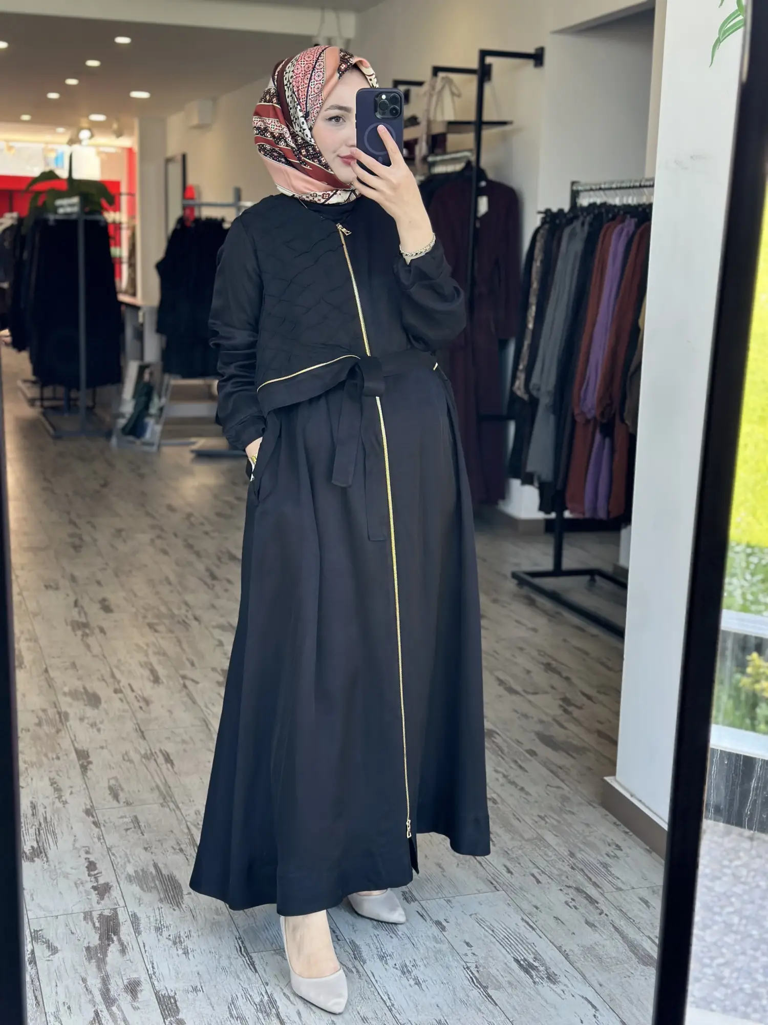 Misswhence Şifon Dikiş ve Rüzgarlık Detaylı Fermauarlı Chanel Keten Pardesü 39515