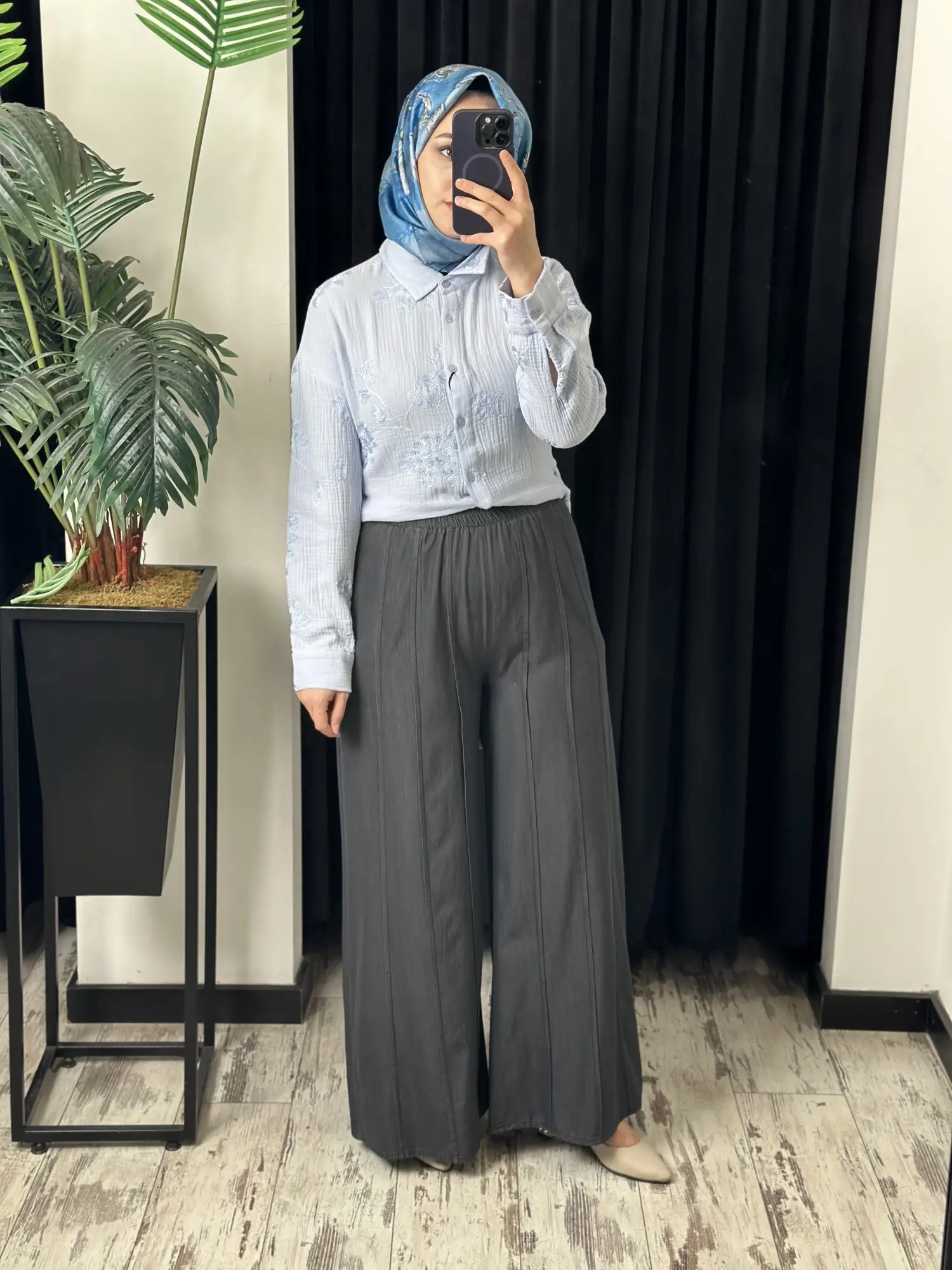 Kayra Nervür Parça Görünümlü Tensel  Pantolon KA19149