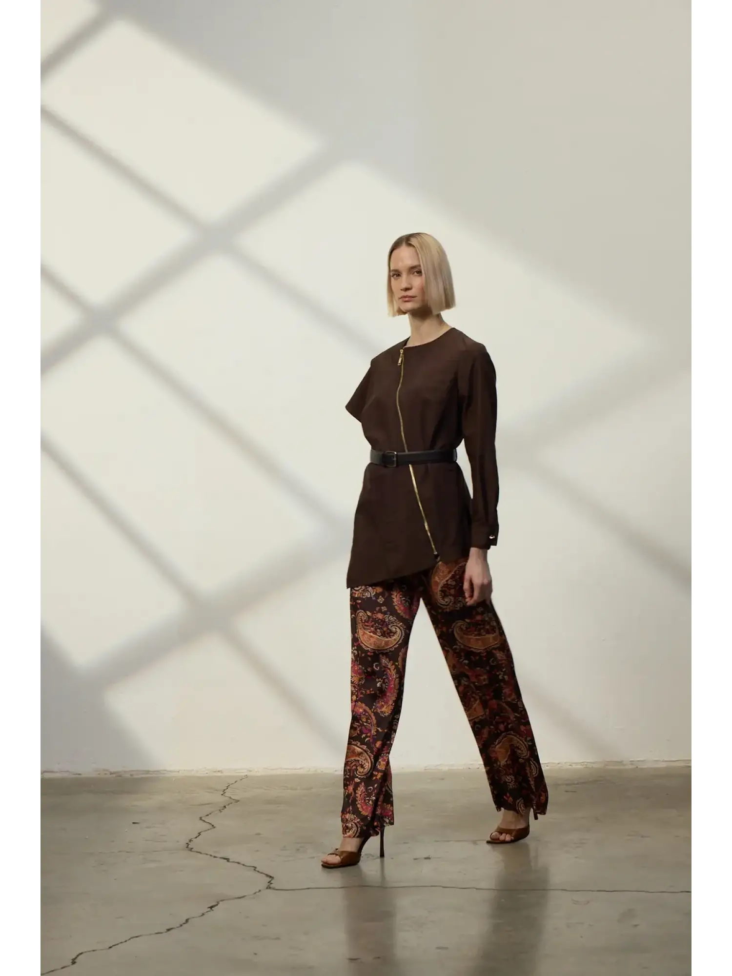 Qupra Etnik Desen Ve saten Teknik Kumaş Kombinli Ceket Pantolon Takım WAD1209