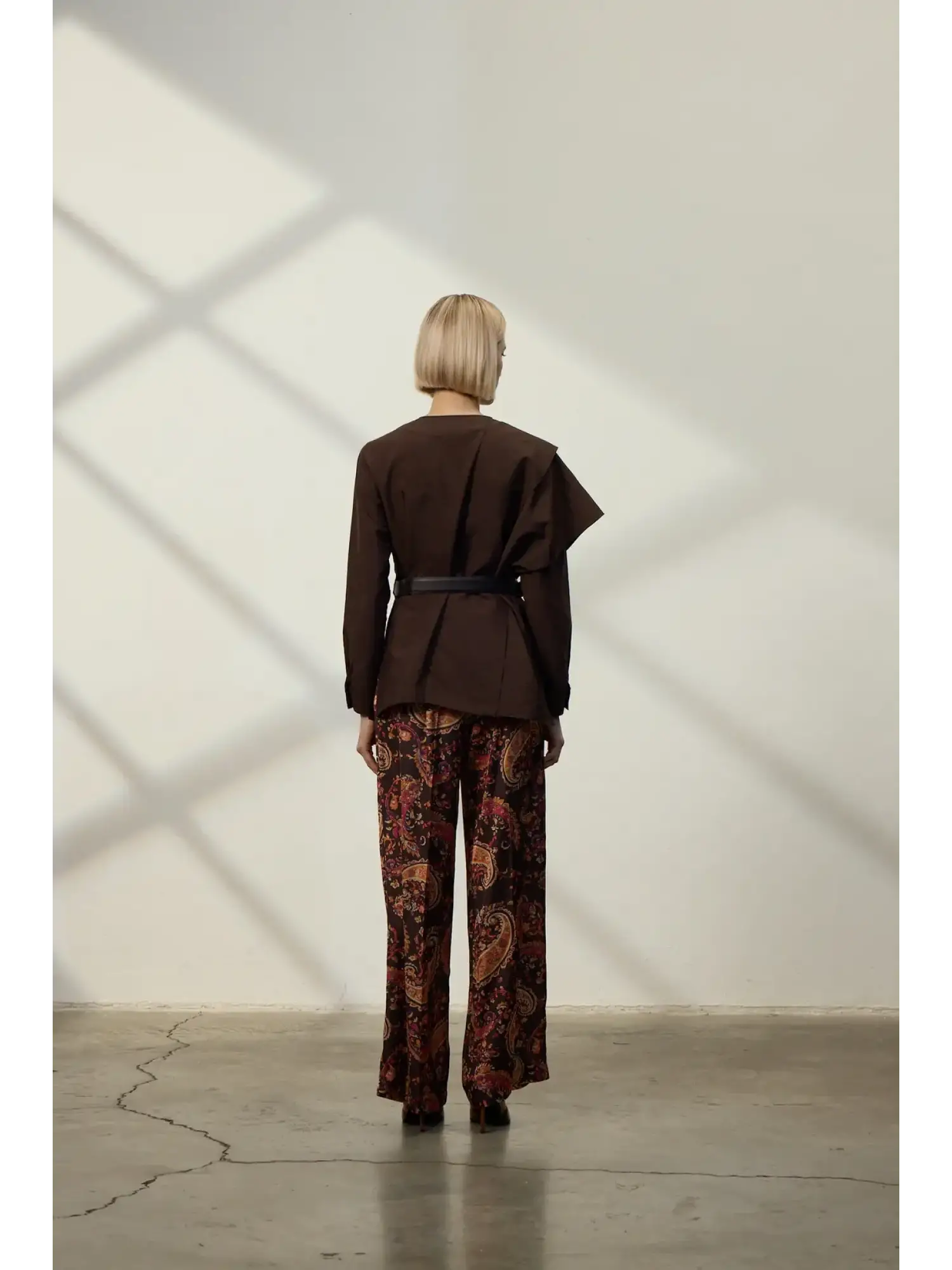 Qupra Etnik Desen Ve saten Teknik Kumaş Kombinli Ceket Pantolon Takım WAD1209