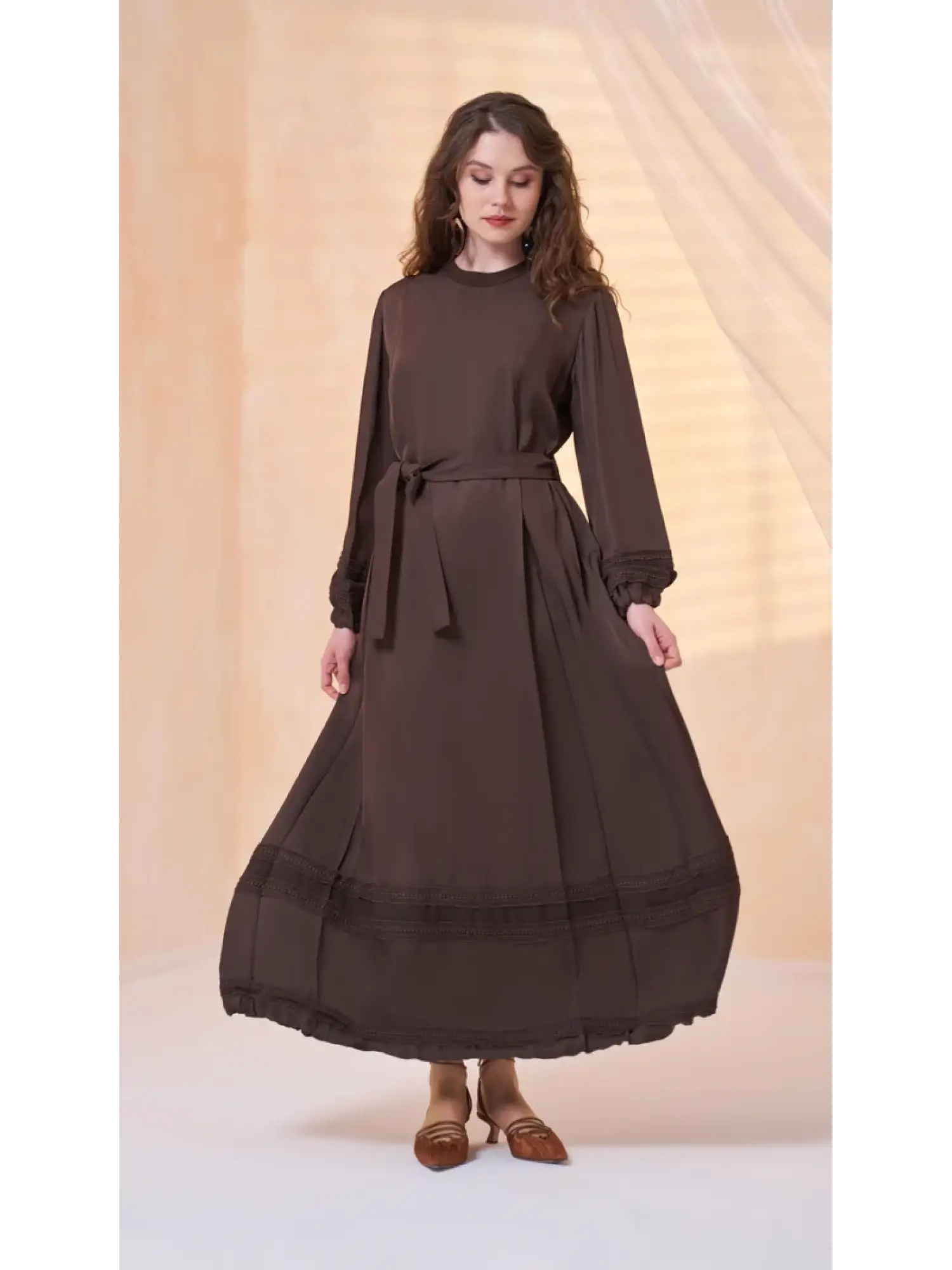 Misswhence Etek Ucu Güpür Detaylı Chanel Keten Elbise 39836