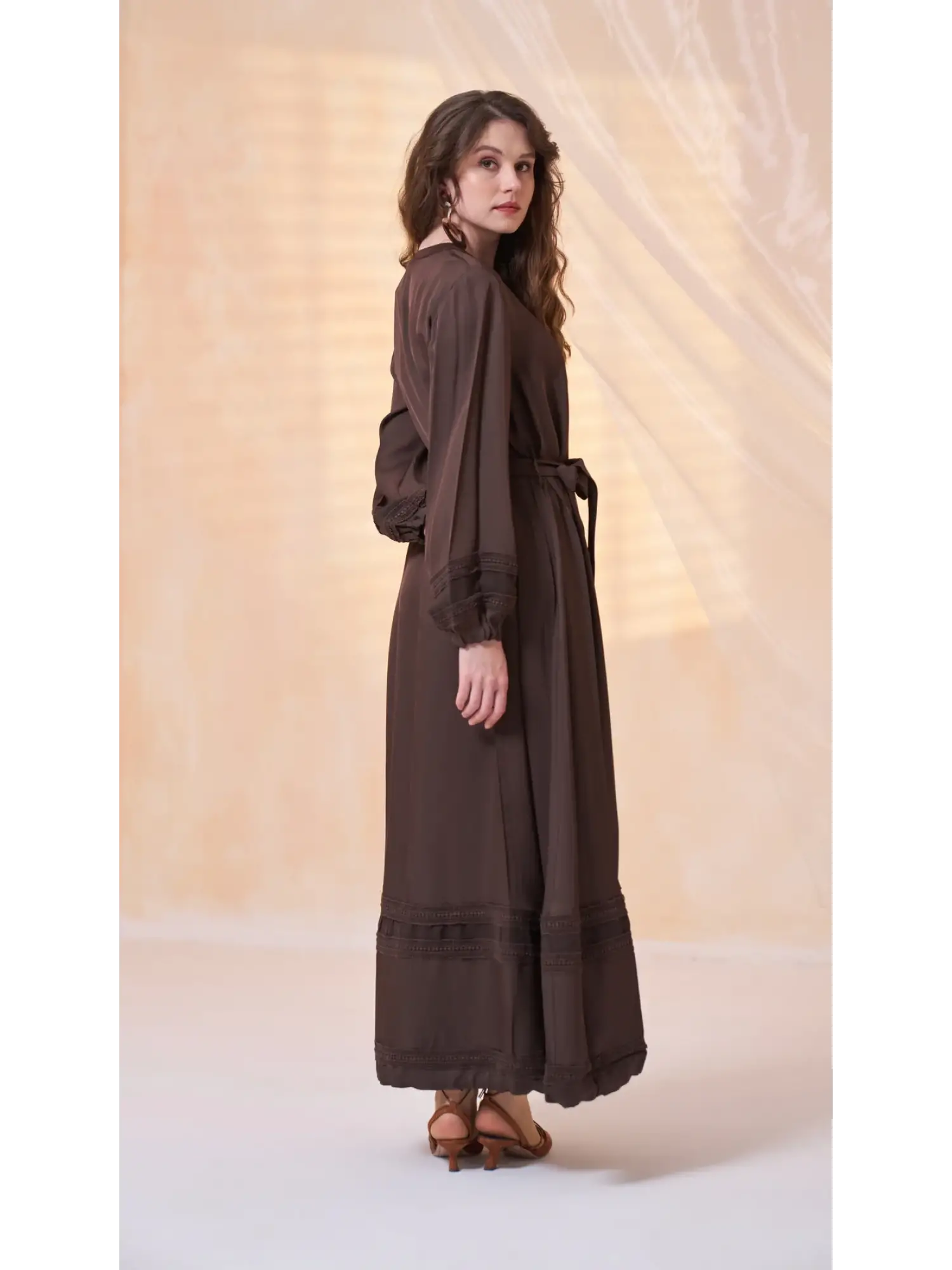 Misswhence Etek Ucu Güpür Detaylı Chanel Keten Elbise 39836