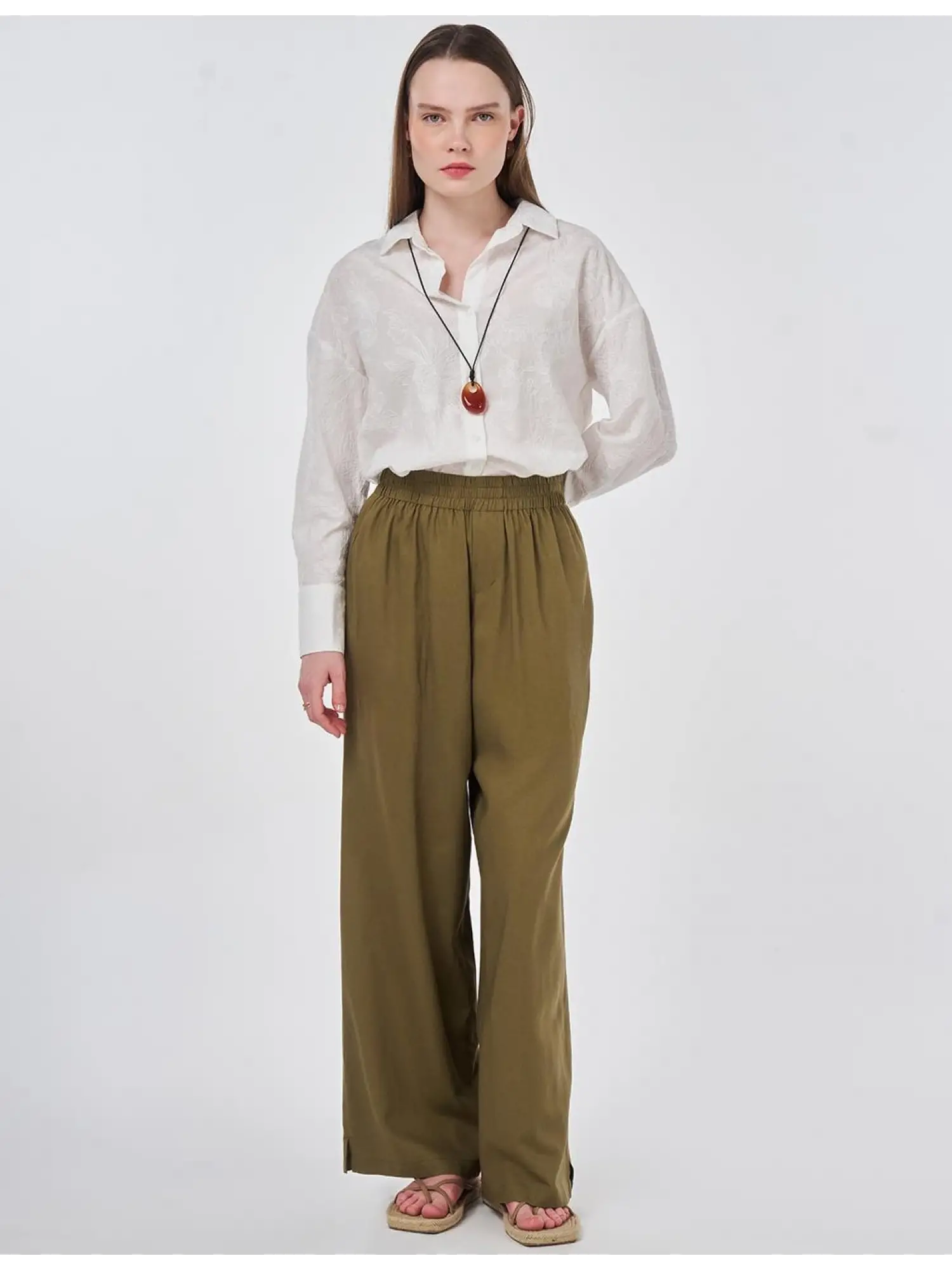 Kayra  Beli Lastikli Keten  Pantolon KA19026