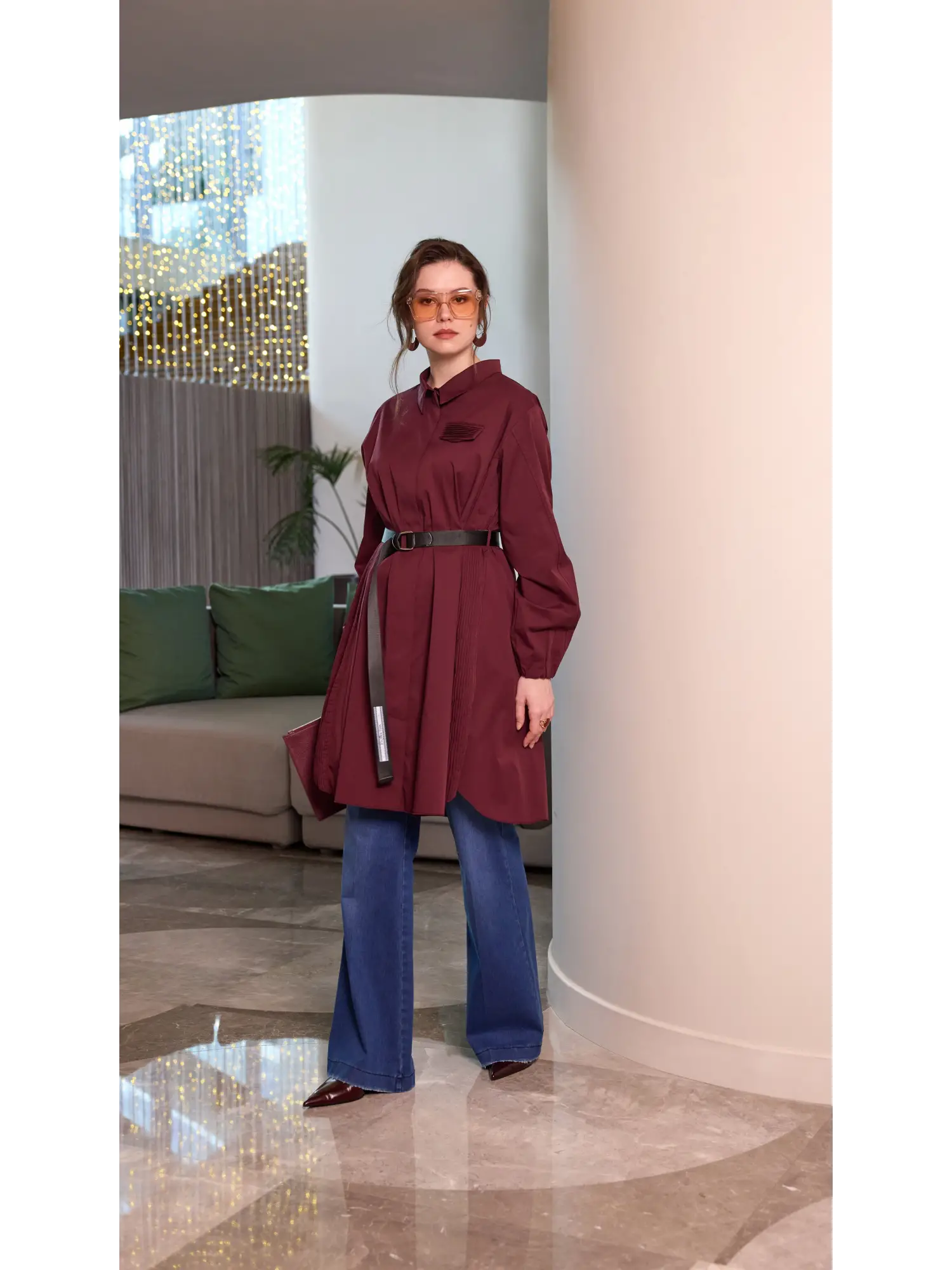 Misswhence Drape Detaylı Kemerli Gömlek 39305