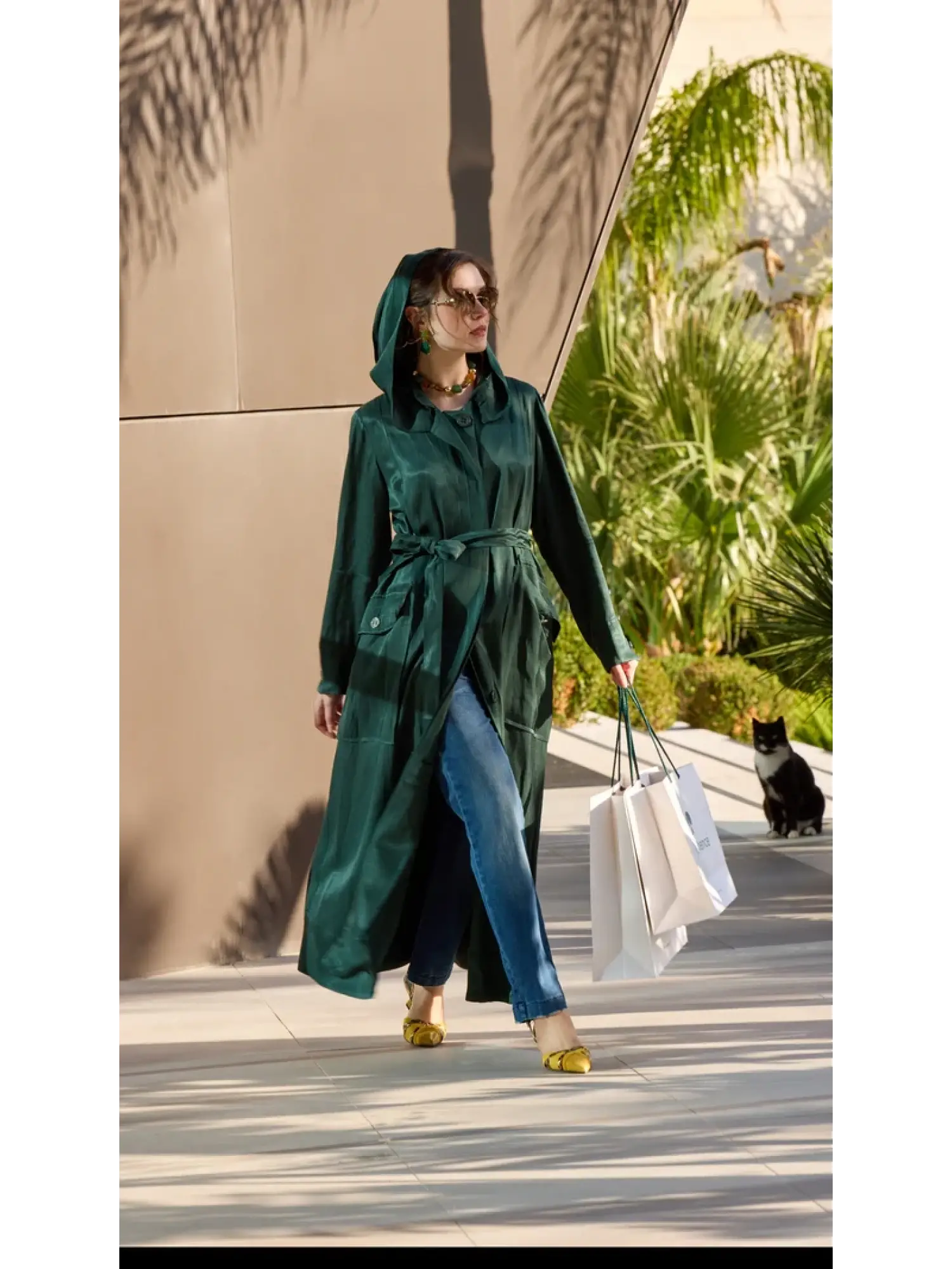 Misswhence Cep Detaylı Kapüşonlu Chanel Keten Pardesü 39504