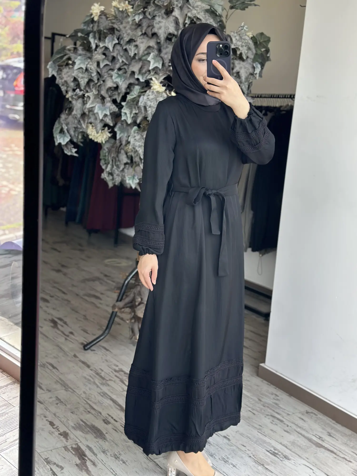 Misswhence Etek Ucu Güpür Detaylı Chanel Keten Elbise 39836