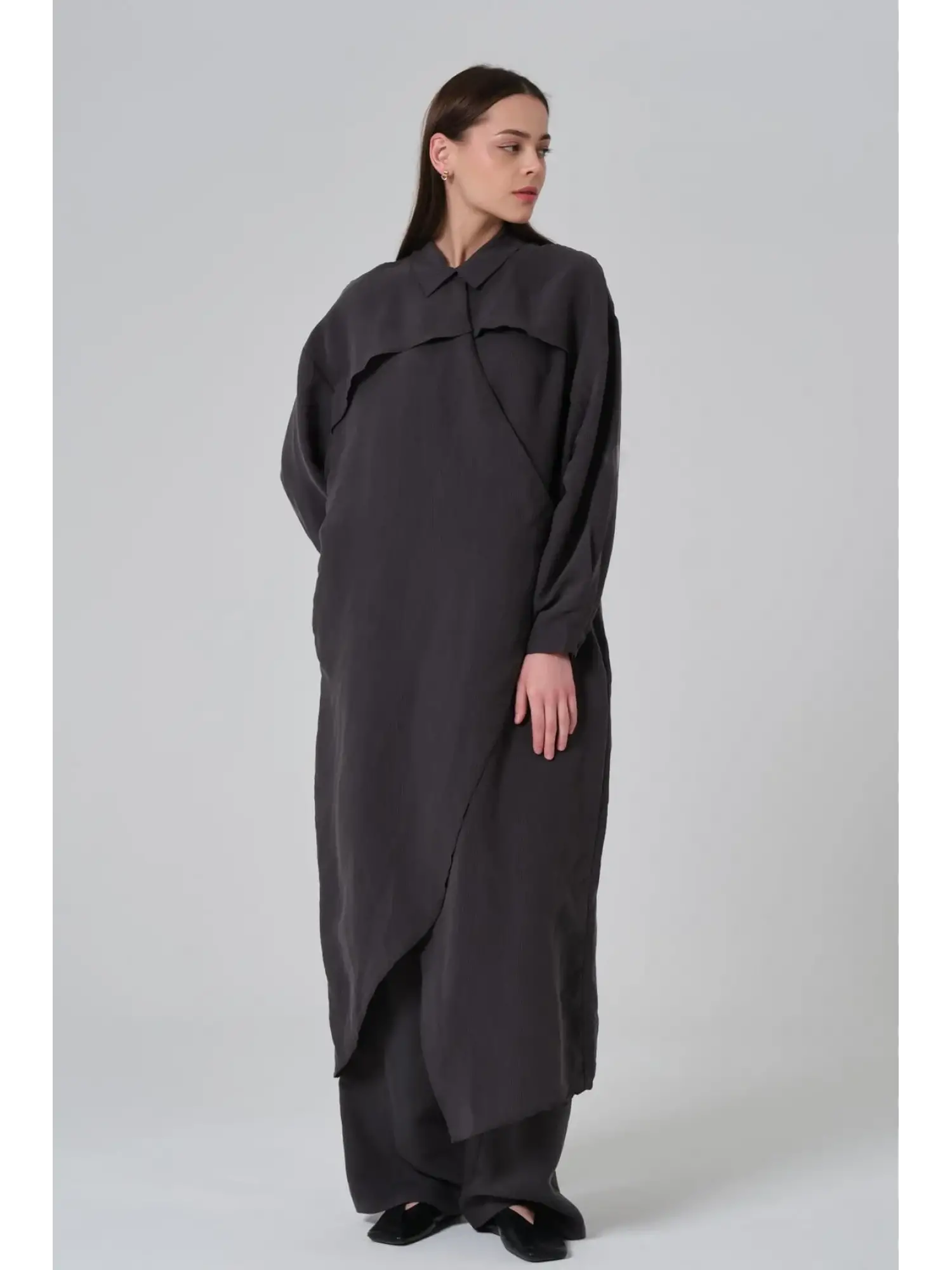 Qooq Store Gömlek Yaka Rüzgarlık Detaylı Arsen Kimono