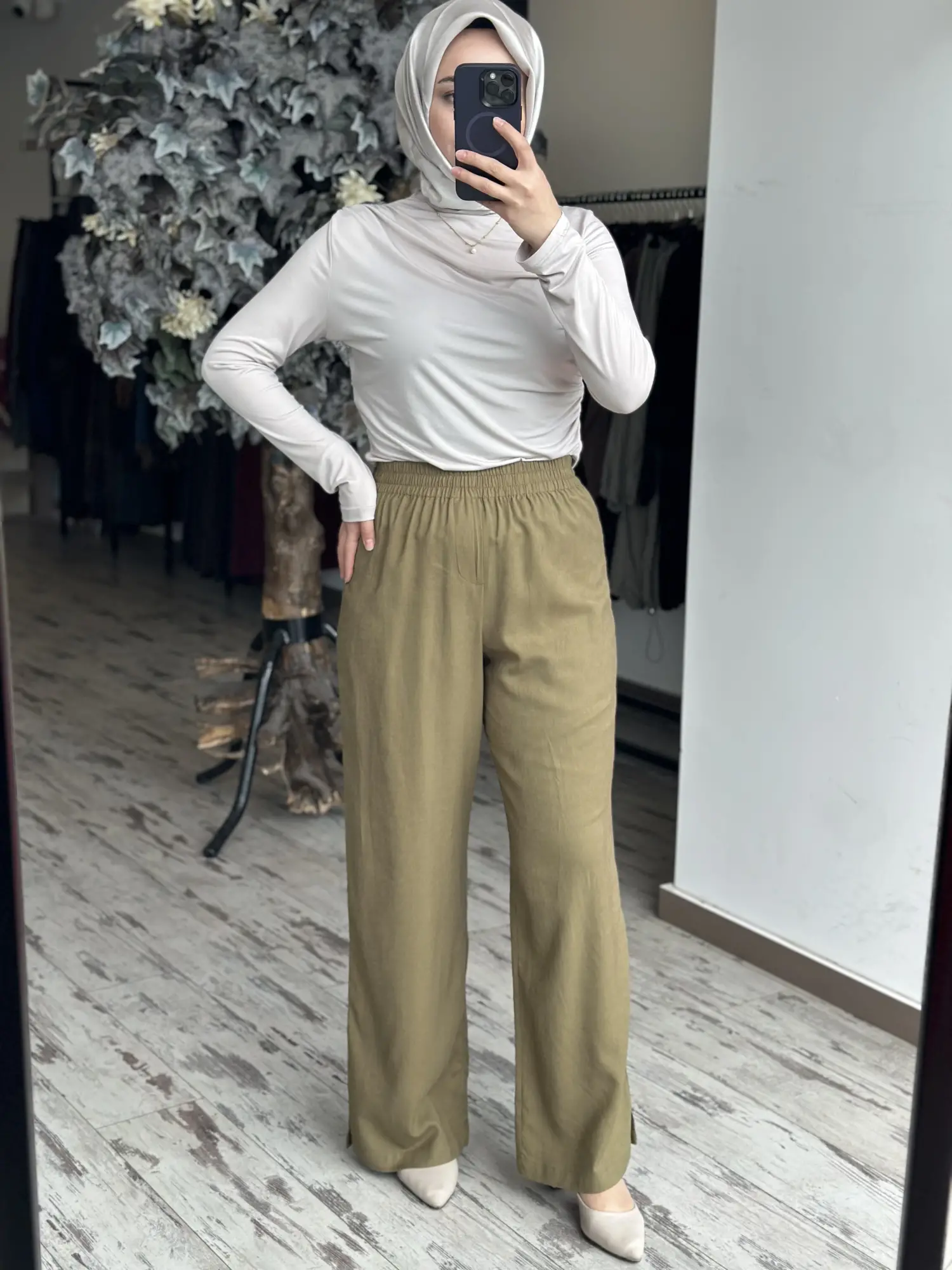 Kayra  Beli Lastikli Keten  Pantolon KA19026